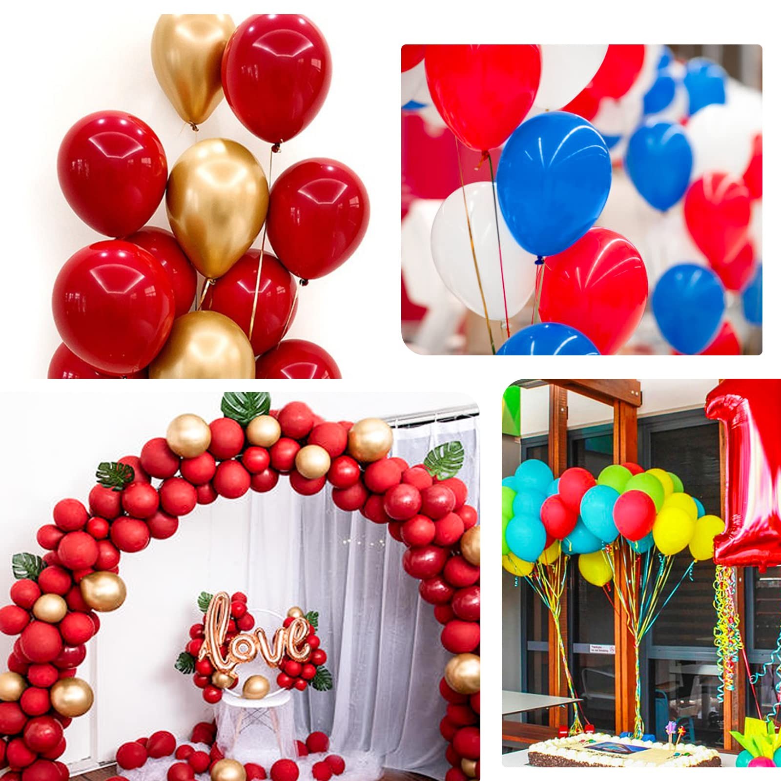 Royal Red & Gold Latex Balloons 12 Inch, Metallic Gold, Confetti Mix with Ri…