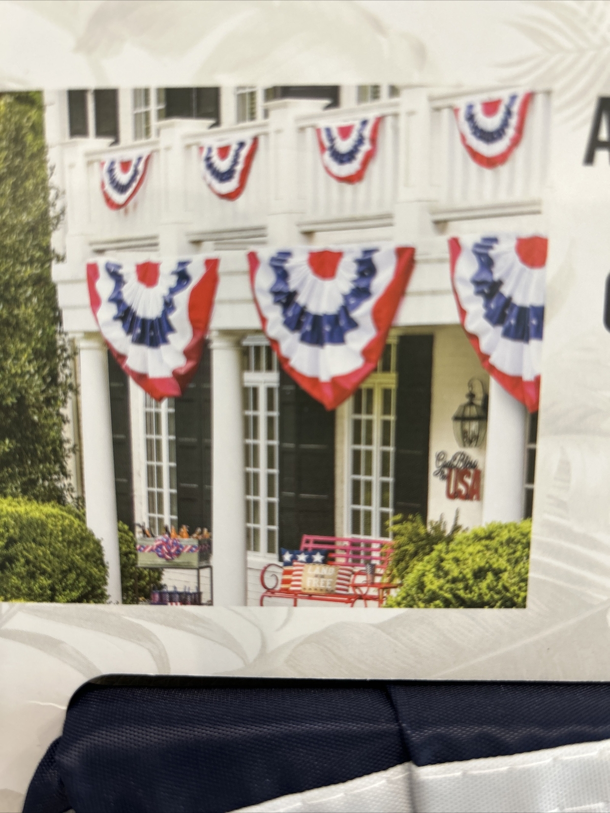 Tommy Bahama American Flag Bunting 4th of July USA 27×58 embroidered Grommets