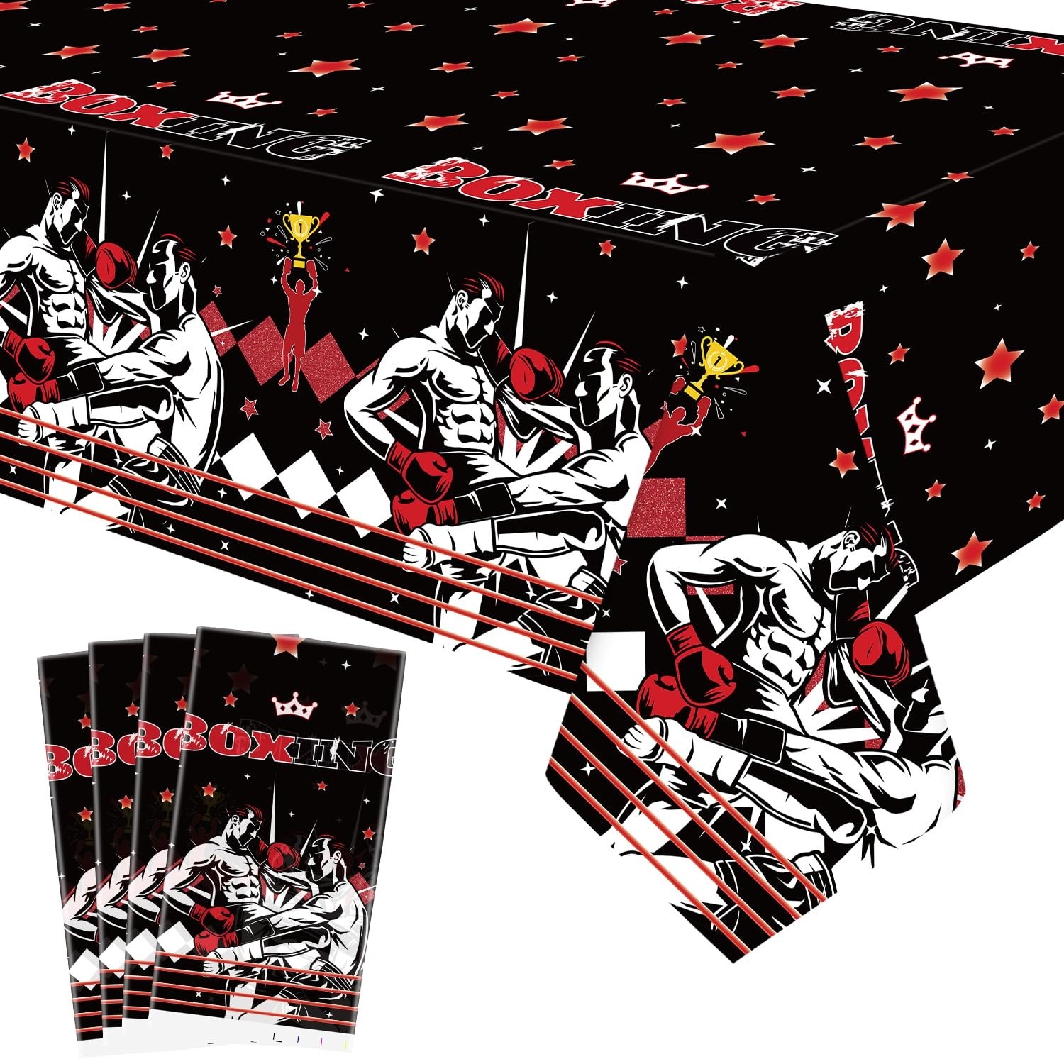 4 Piece Boxing Party Tablecloth Supplies, Boxing Rectangle Tablecloth, Boxing…