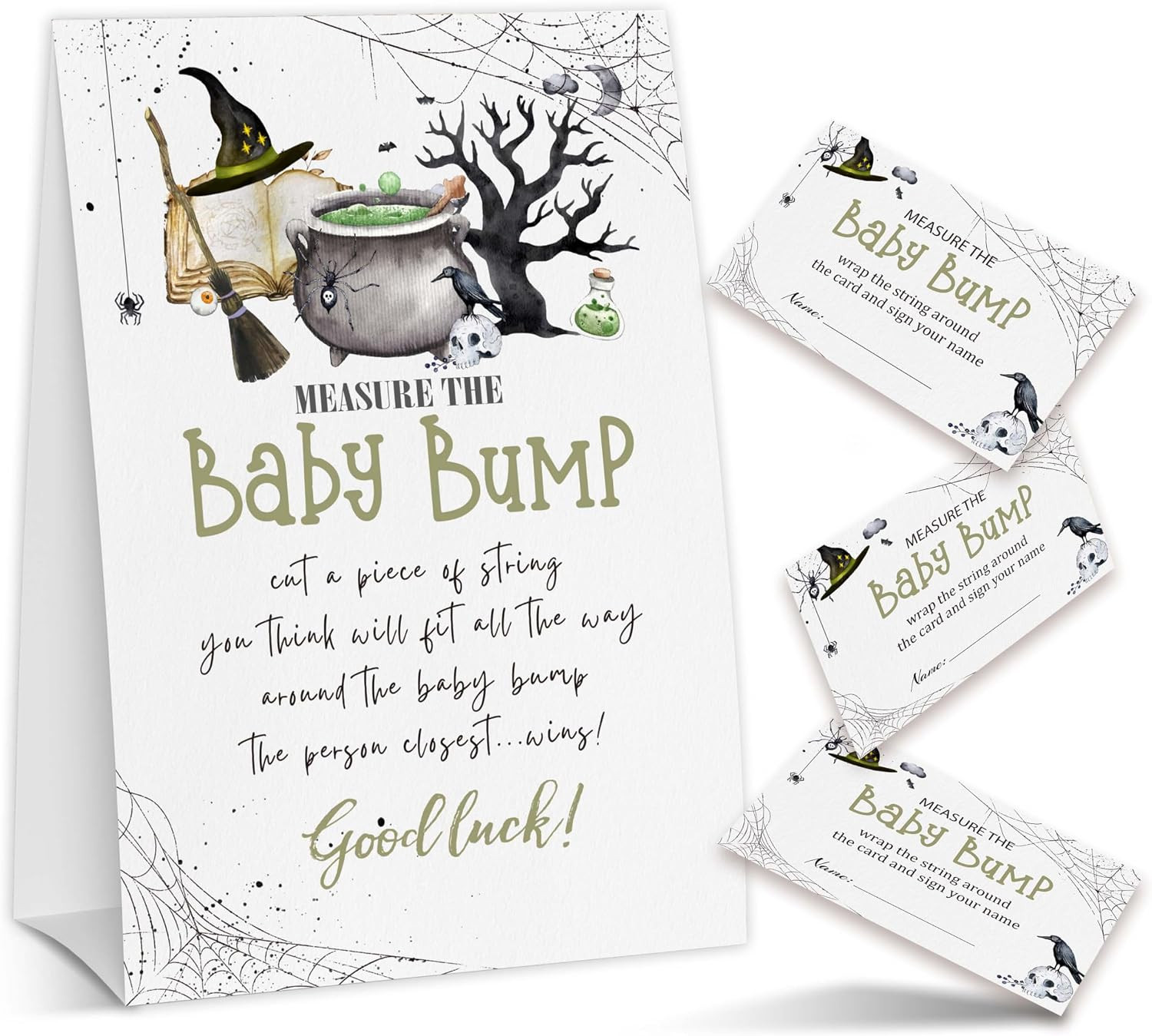 Baby Shower Game Card Set, Measure the Baby Bump Game, 50 Cards – Minimalist Boy