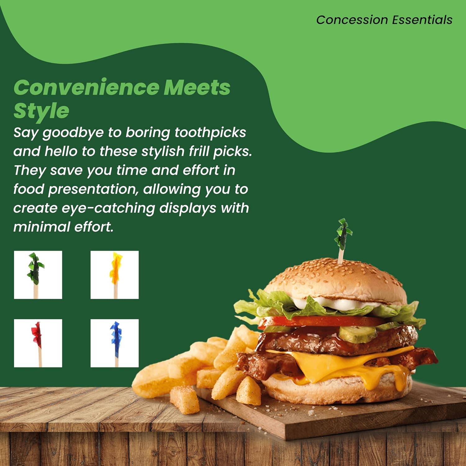 4″ Decorative Frill Food Picks/Cocktails/Appetizers/Sandwich Sticks/Pack of