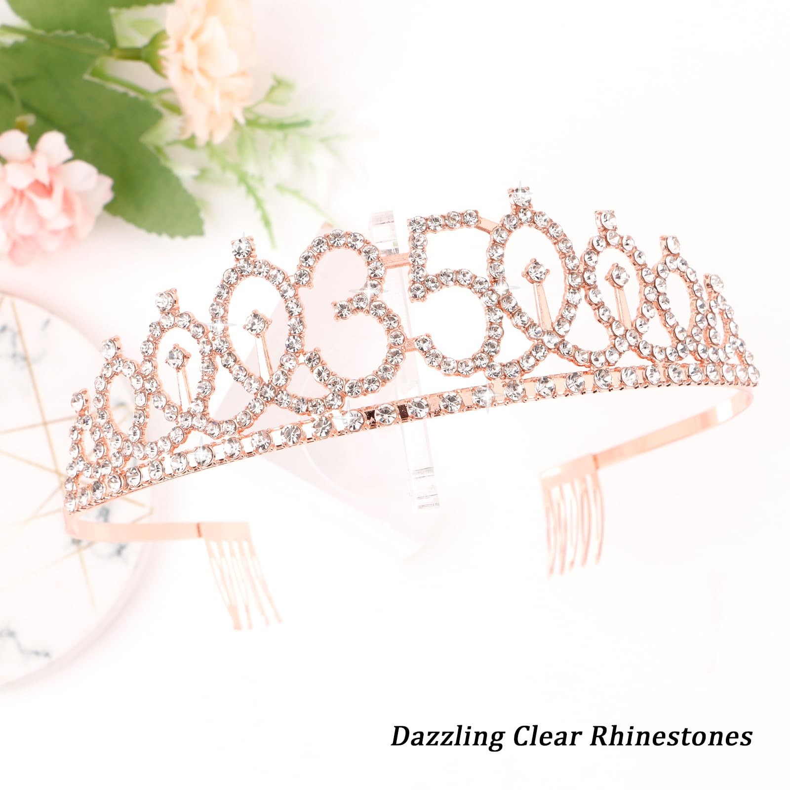 35th Birthday Crown & Sash Set + Tiara, Fabulous 35th Decorations & Gifts