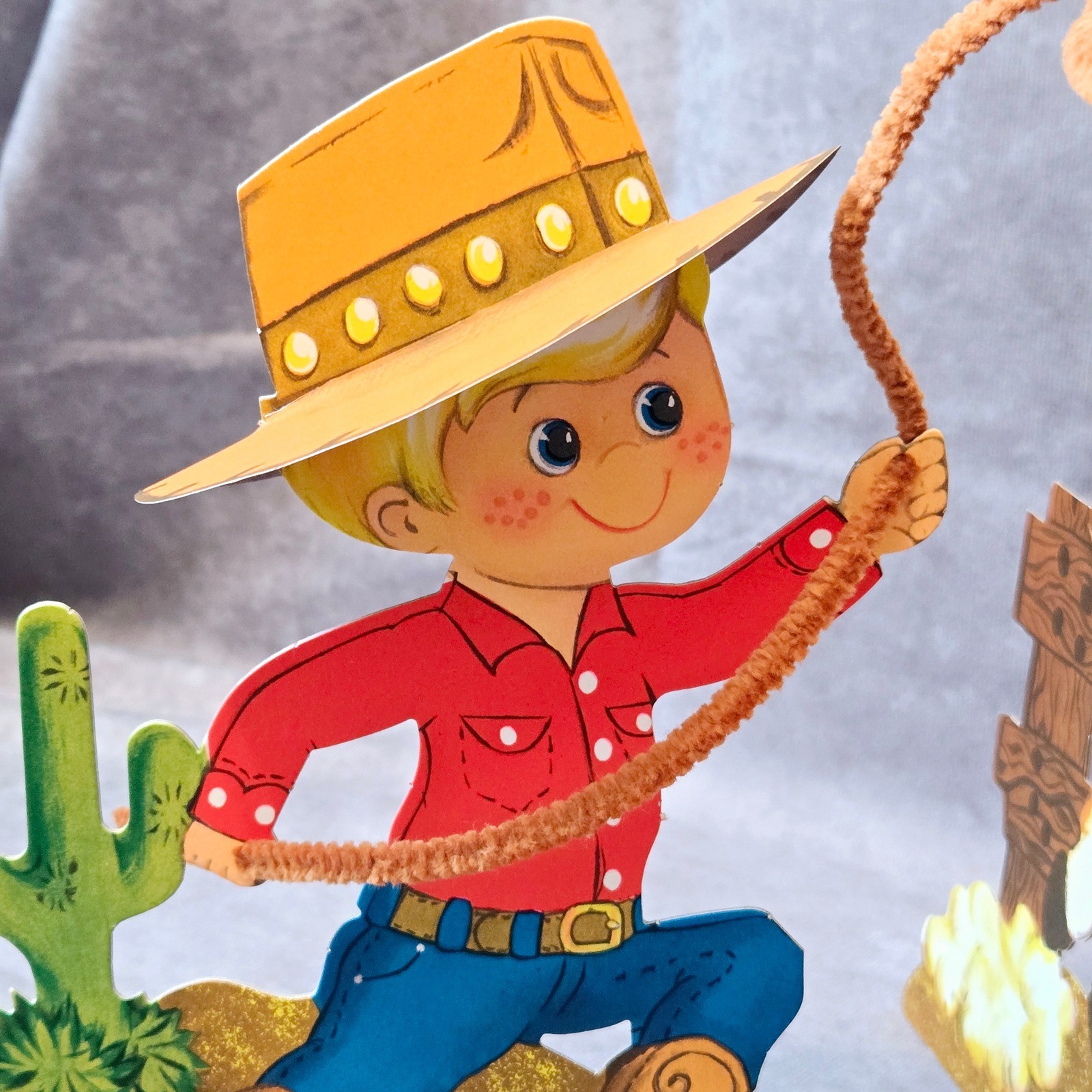 Freckles Cowboy Horse Centerpiece Hallmark Cardboard 3D Vintage Party