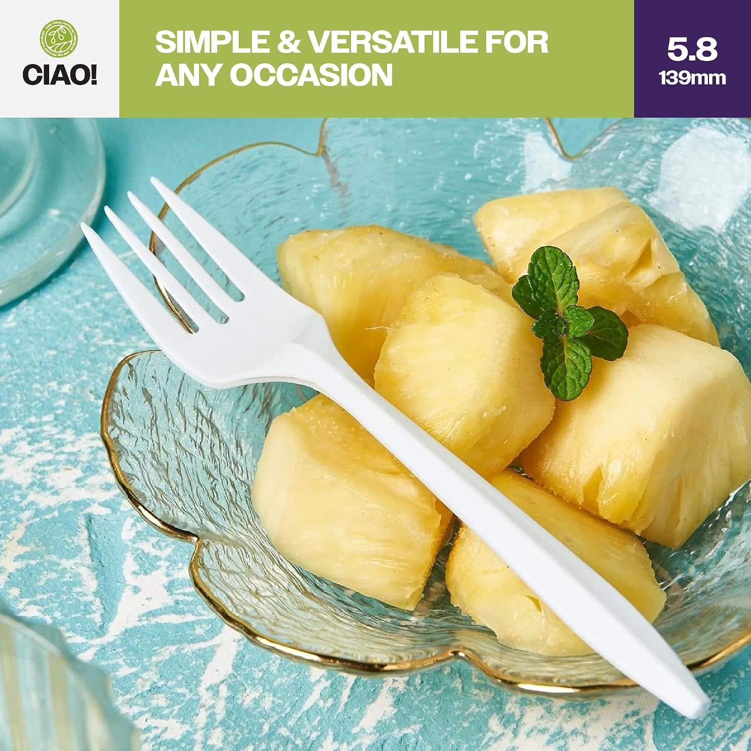 5.8″ Medium Weight Disposable White Fork Polypropylene Individually Wrapped