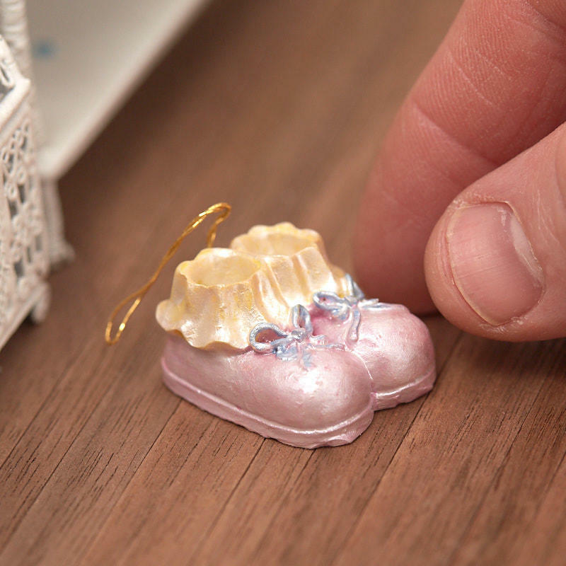 Factory Direct Craft Miniature Pink Baby Shoe Ornament | 6 Pieces