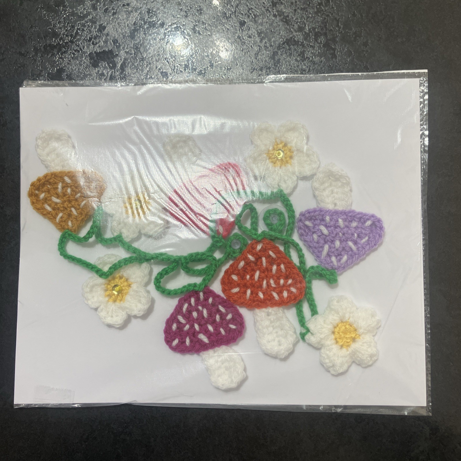 🍄 🌼 NEW! hand crochet bunting Daisy toadstool Mushrooms SUMMER gift camper