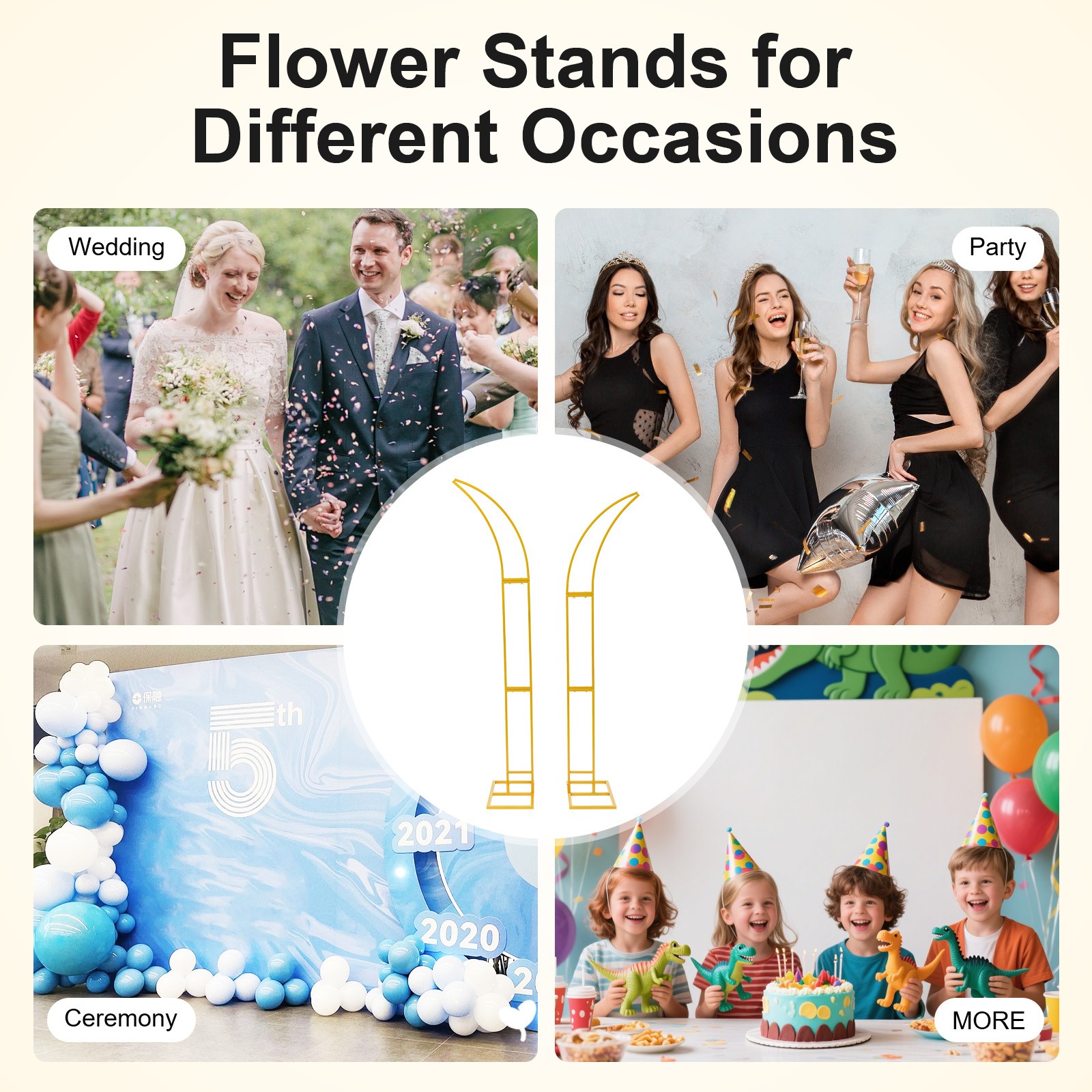 Wedding Arch 2 Pack Decorative Stand 2.1m 1.9m Metal for Ceremony Party Decor