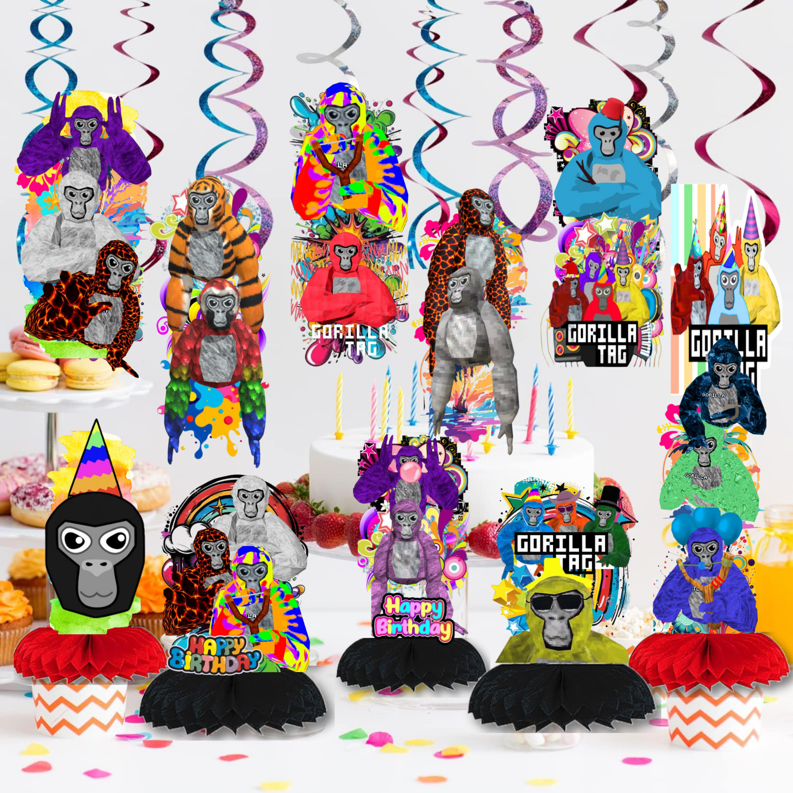 Gorilla tag Party Supplies happy birthday centerpiece decoration gift box favor