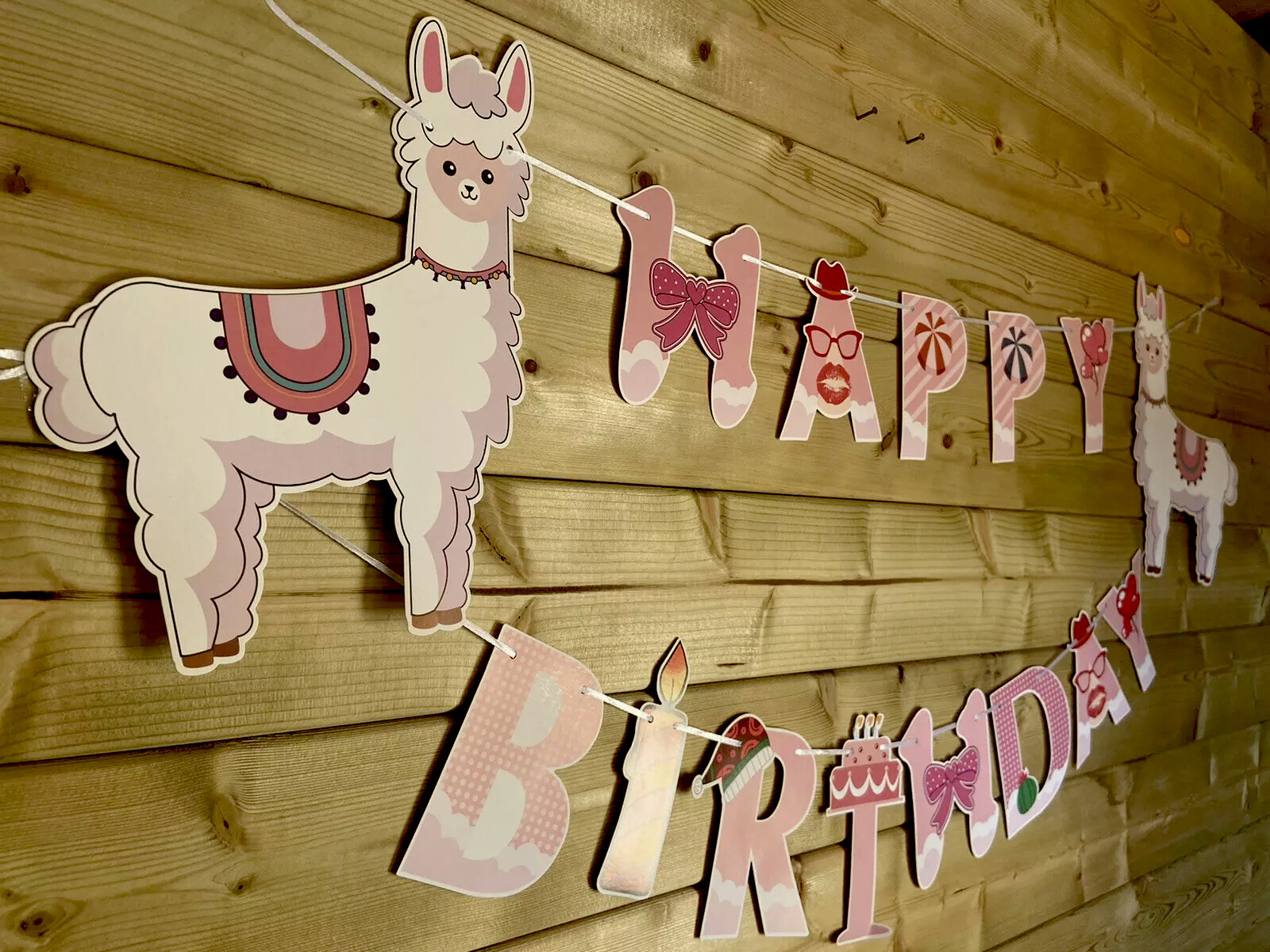 Llama🦙Themed Birthday Party Event Room Decor Bunting Banner Fun Pink 3m 💜🦙