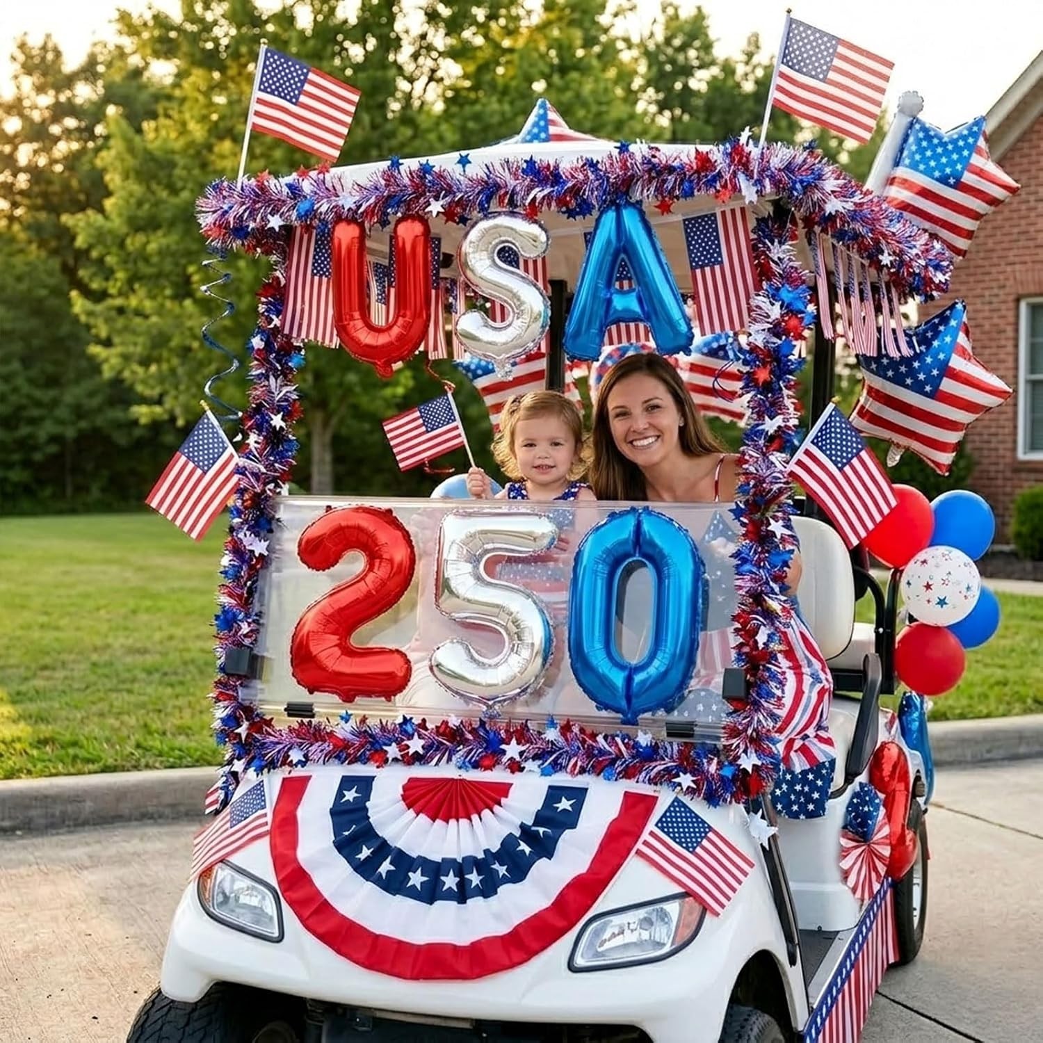 4th of July Golf Cart Decorations Kit, 250th Anniversary USA Patriotic Parade De