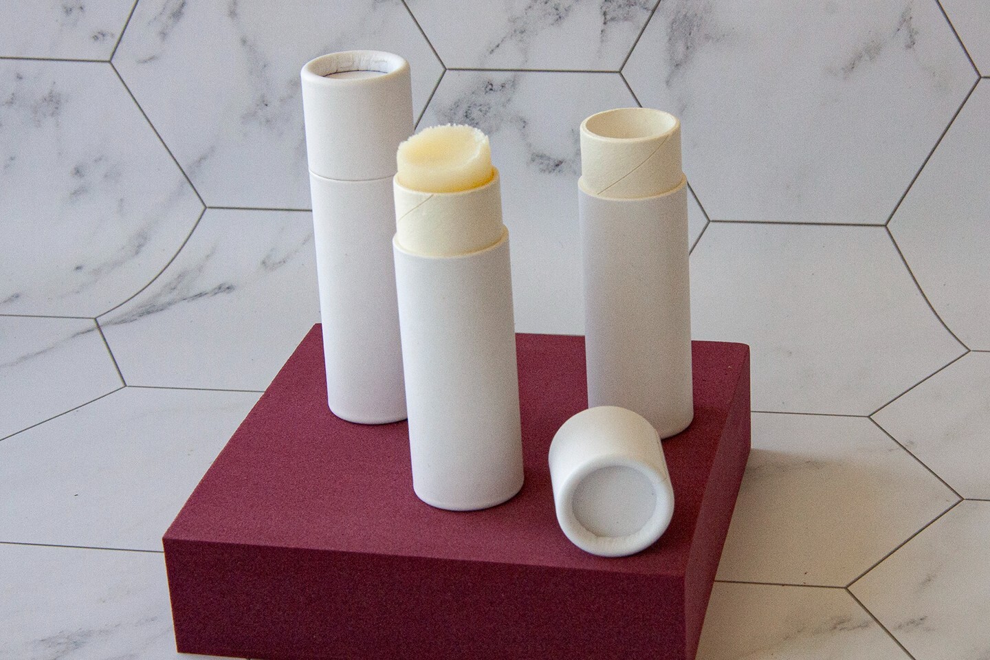 500 White Oil Proof Paper Lip Balm Tubes .3 oz 1/3 Cardboard Containers