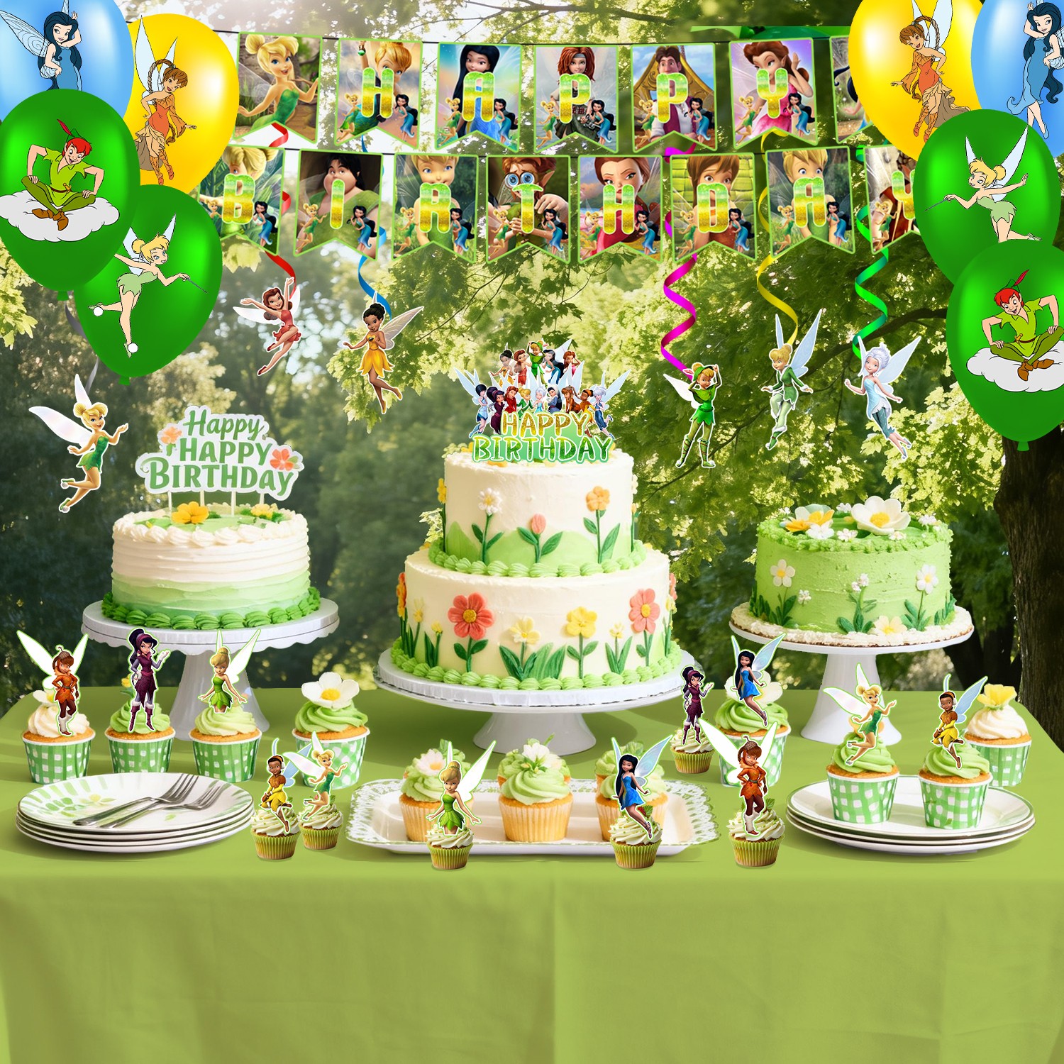 33 Pcs Tinker Bell Party Decoration Tinkerbell Birthday Supplies Balloons Banner