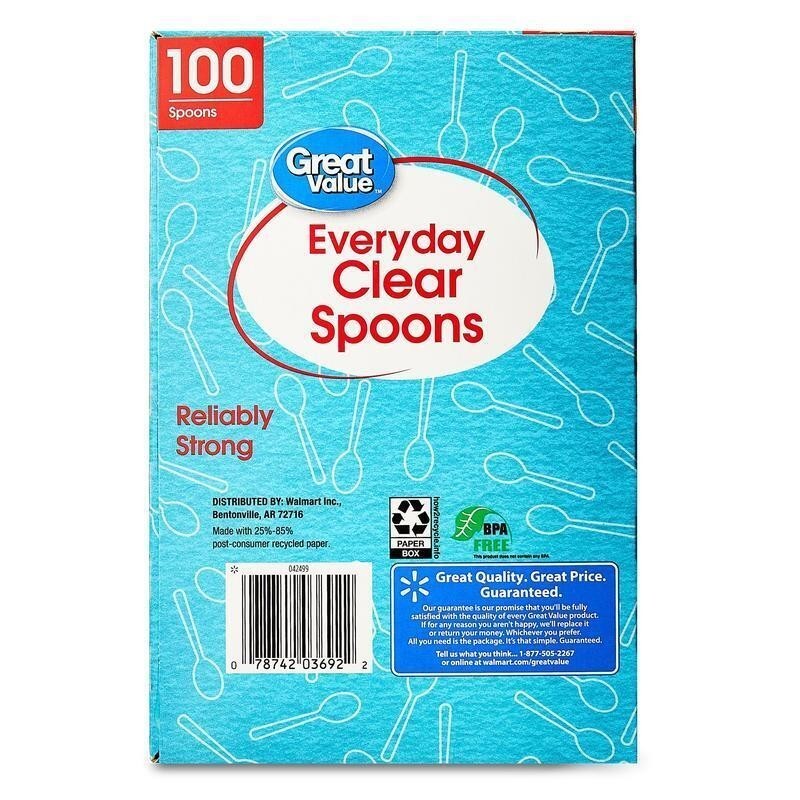 100 Count Disposable Clear Plastic Spoons Heavy-Duty Portable Cutlery Events New