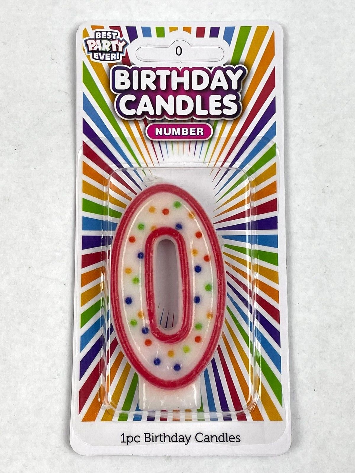 Birthday Party Candle Number 0-9 Multi Colored Candles Polka Numbers Celebration