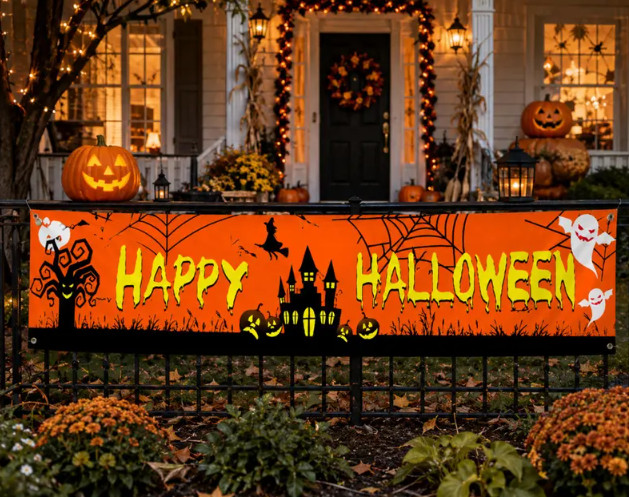 Halloween decorative banner/backdrop, measuring 24 x 71 inches