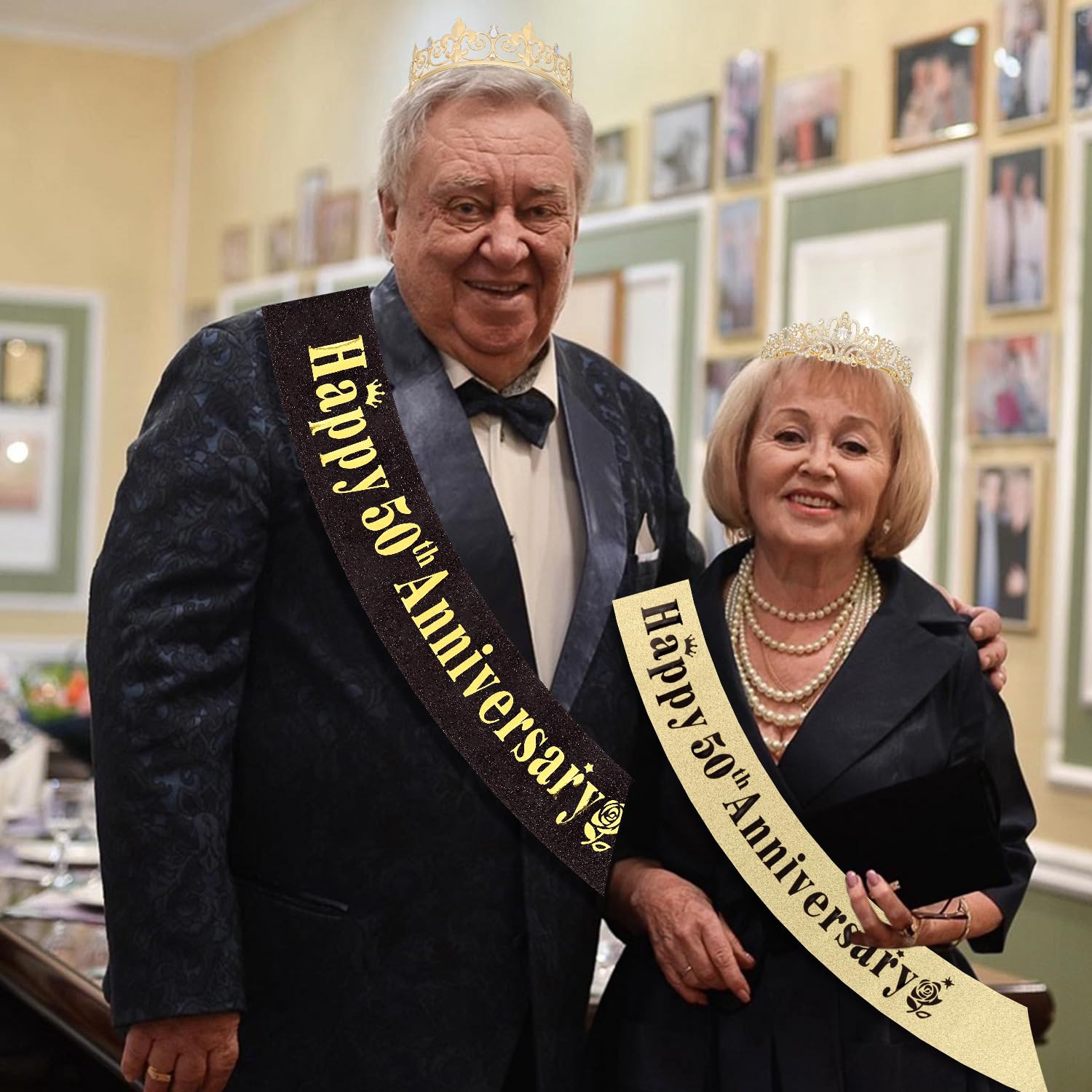 50Th Anniversary Decorations Gold Crown and Glitter Sash Set 50Th Wedding Annive