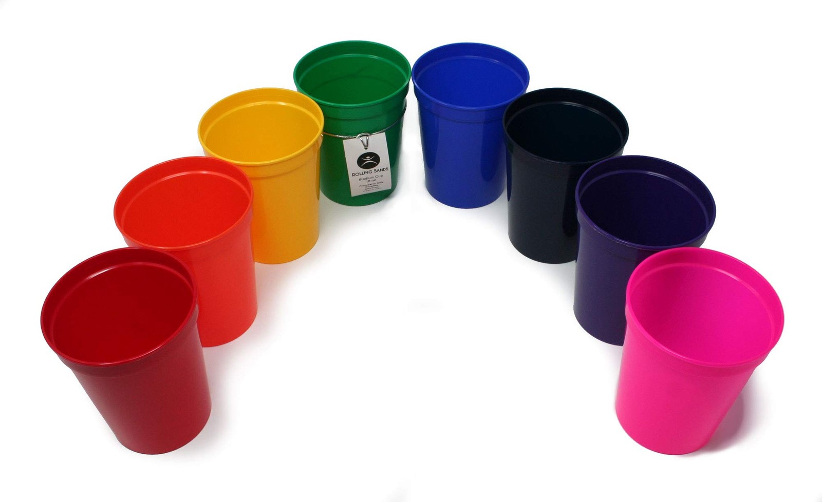 16 oz. Reusable Plastic Stadium Cups, 8 Pack, Made in USA, BPA-Free Dishwasher S