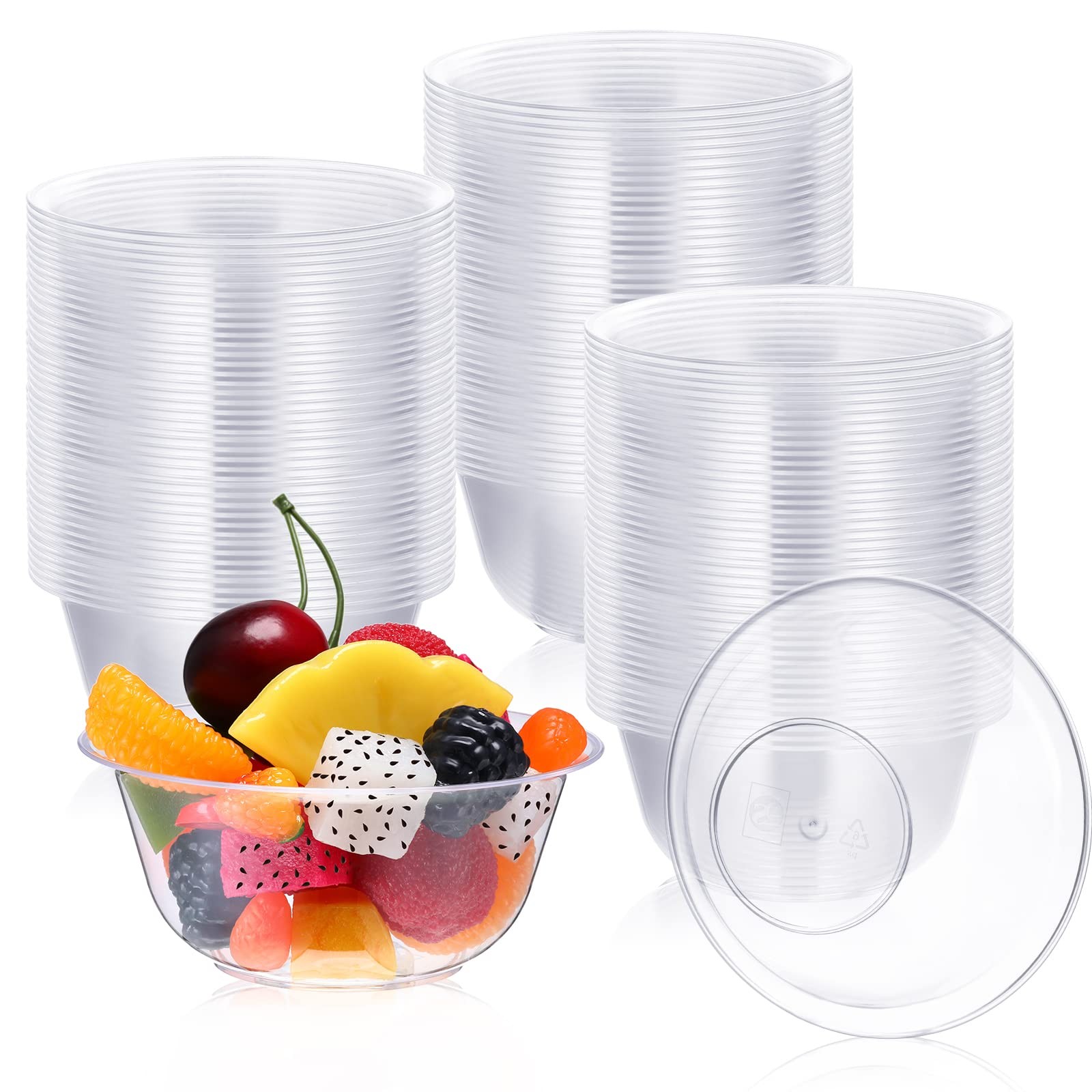 250 Pcs Clear Dessert Bowls Bulk 9 oz Disposable Hard Plastic Round Party Ser…