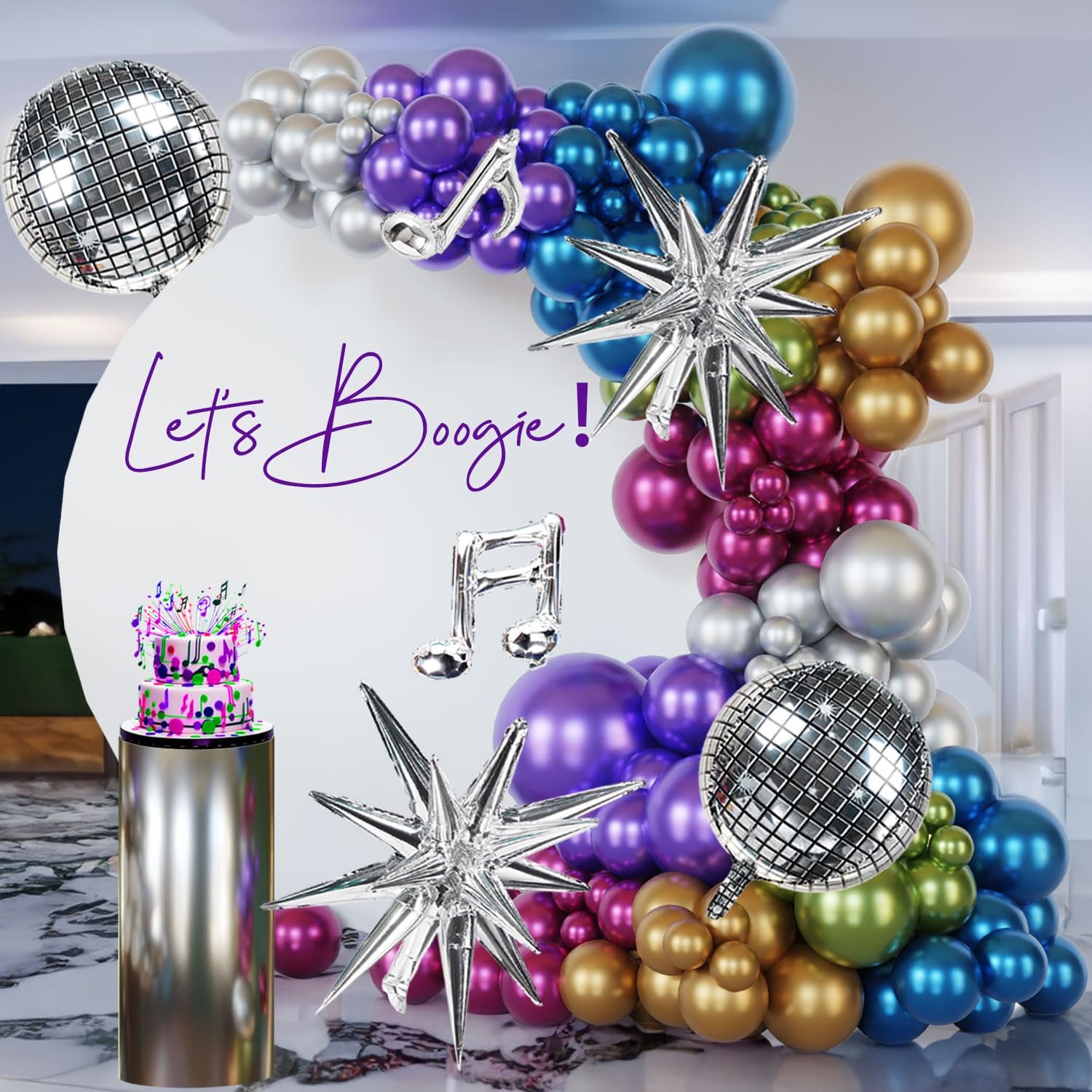 Metallic Balloon Garland Kit Disco Colorful 80s 90s Retro Dance Party Chrome …