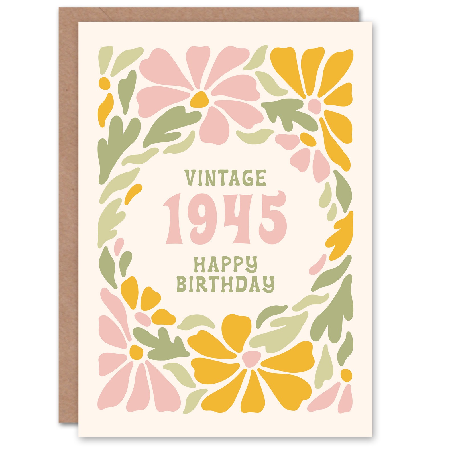 Vintage Retro Pastel Floral Her Born 1945 Aged 80 Years Old 80th Birthday Card