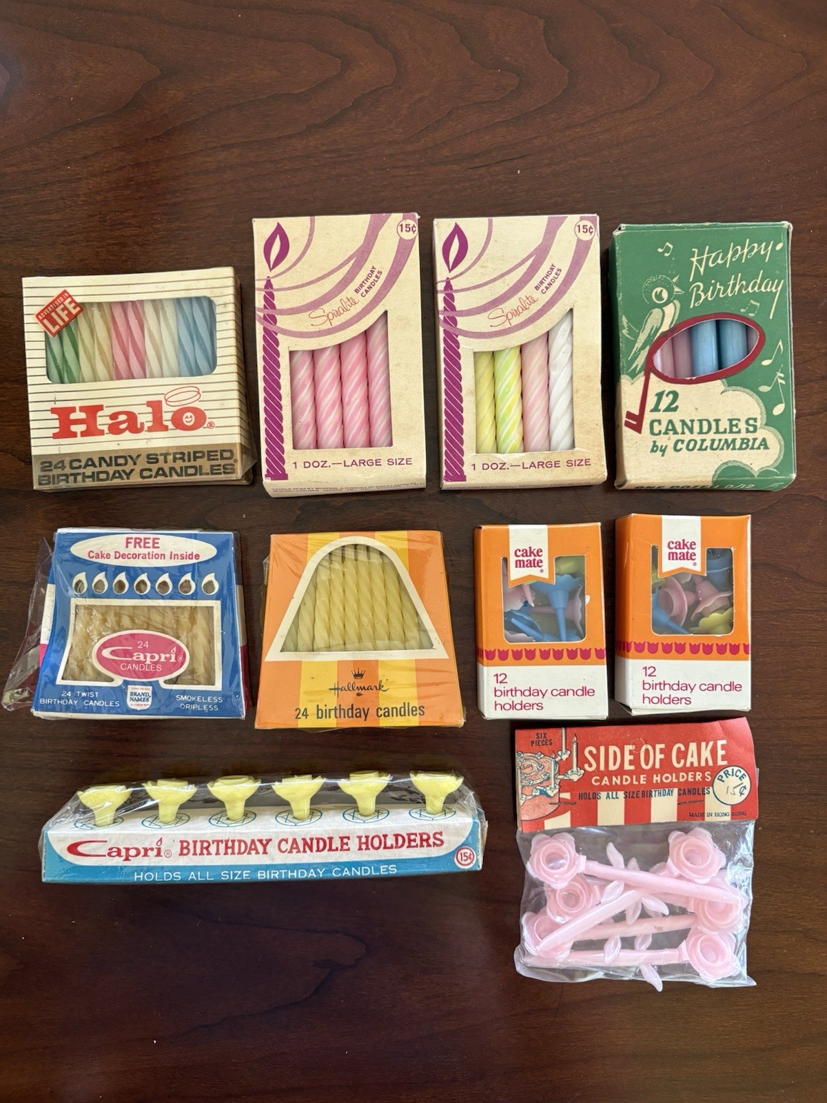 Lot Of Vintage Hand Dipped Birthday Candles And Candle Holders For Cake NEW