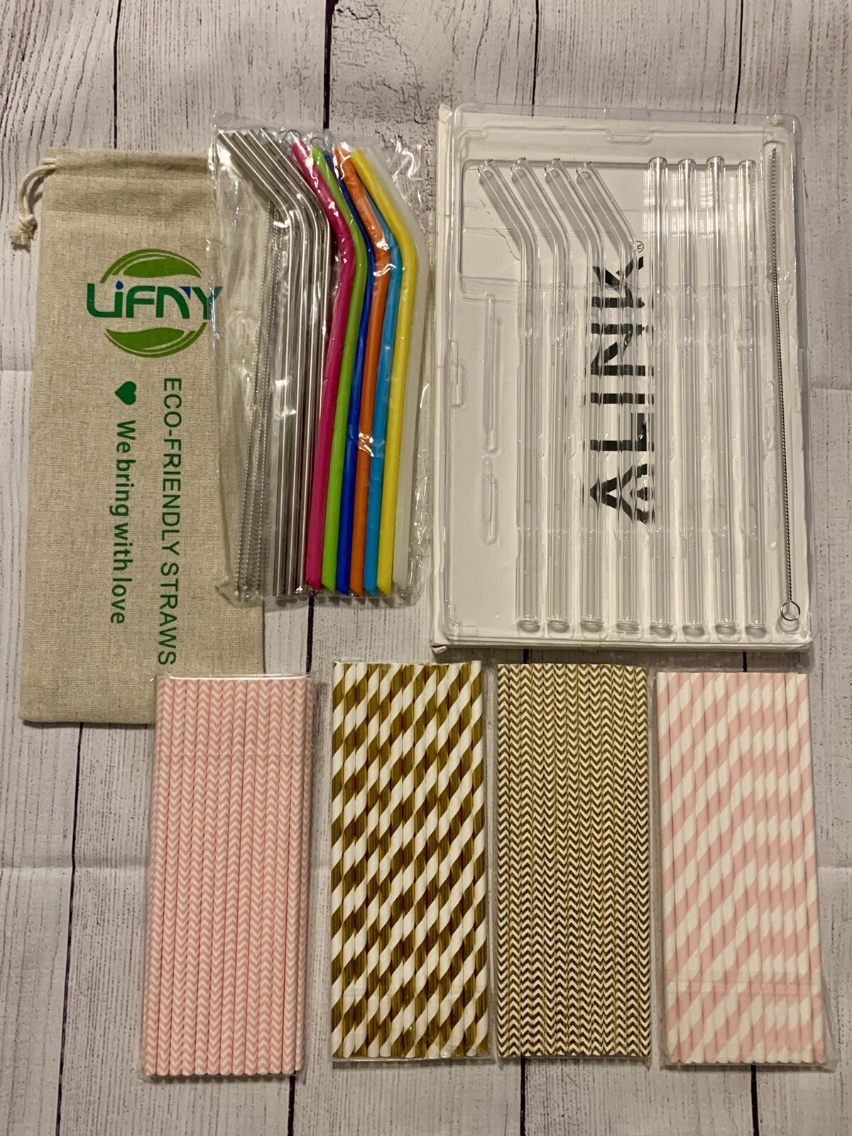 New Reusable Drinking Straws Lot Travel Washable Colored Clear Lot