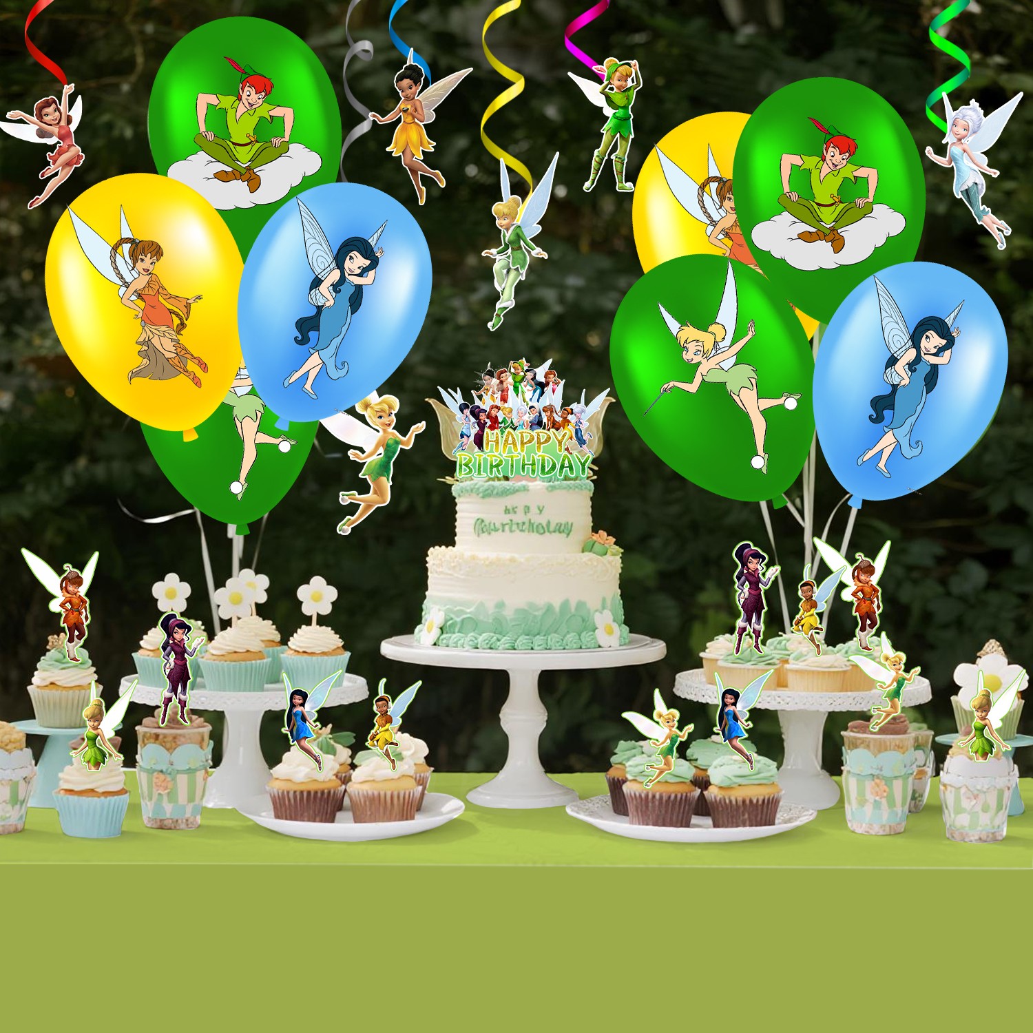 33 Pcs Tinker Bell Party Decoration Tinkerbell Birthday Supplies Balloons Banner