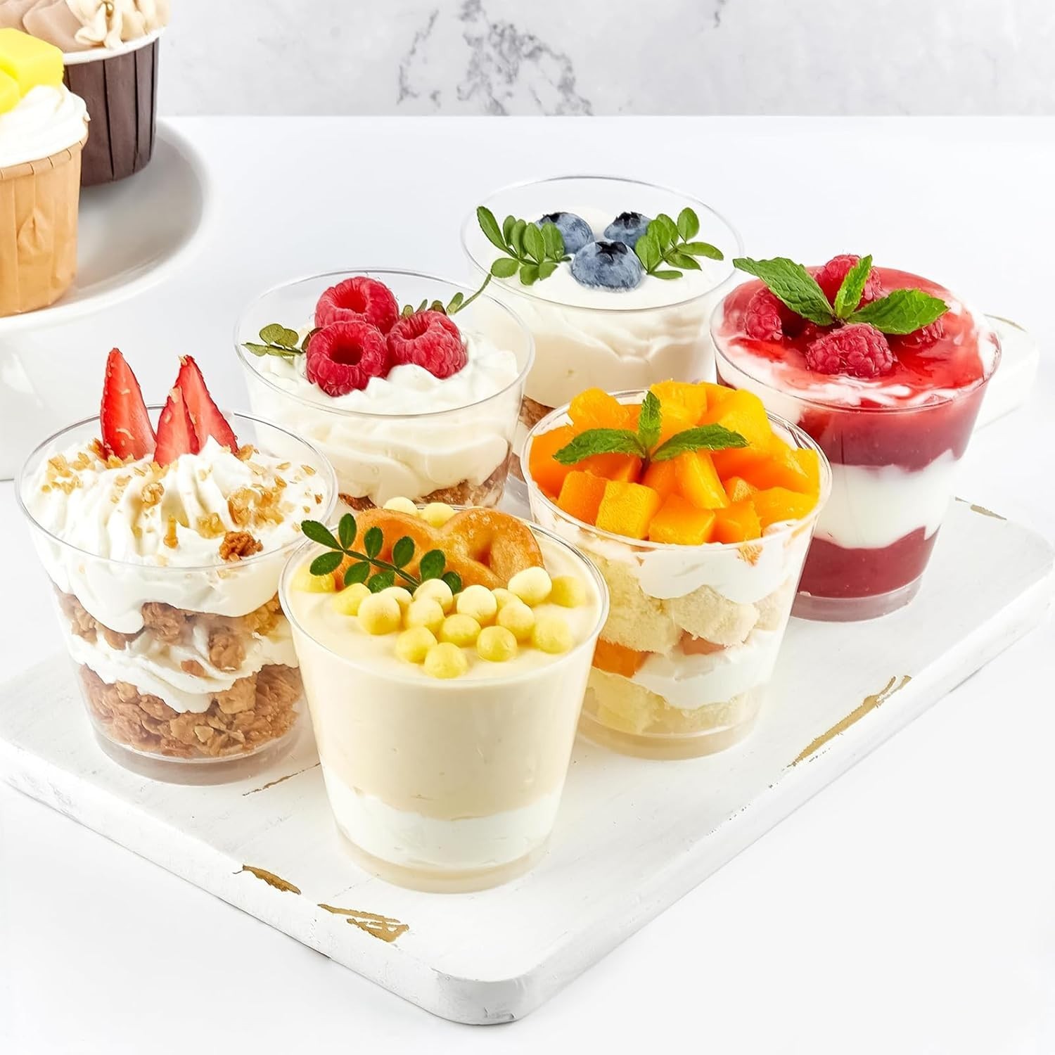 6 oz Mini Dessert Cups with Lids and Spoons 150 Pcs | Serves 50 | Small Plast…