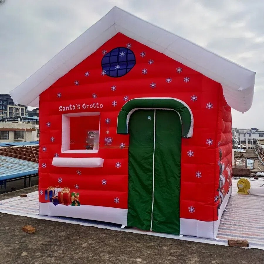 Full Printing Christmas House Inflatable Santa’s Grotto Santa Room With Blower