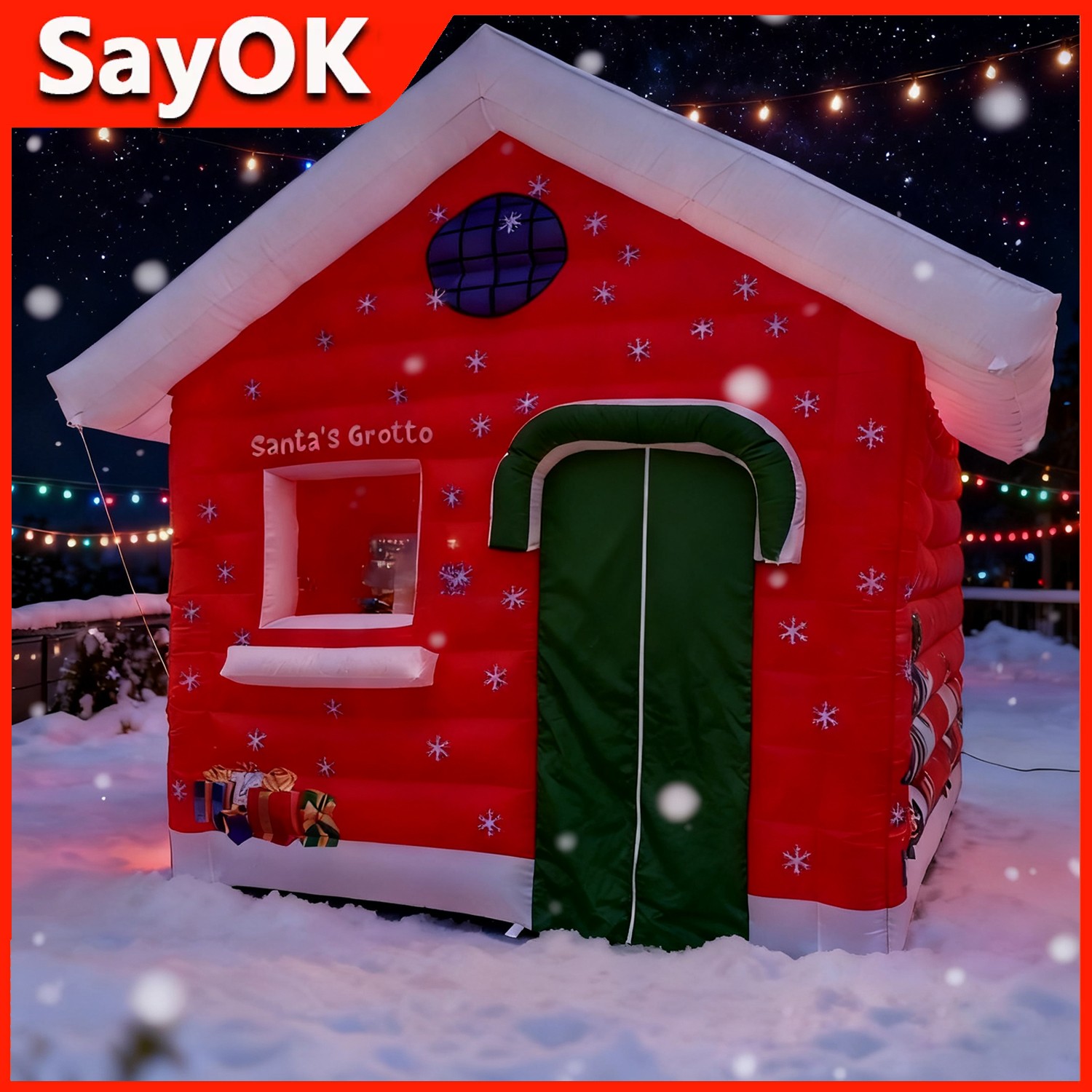 Full Printing Christmas House Inflatable Santa’s Grotto Santa Room With Blower