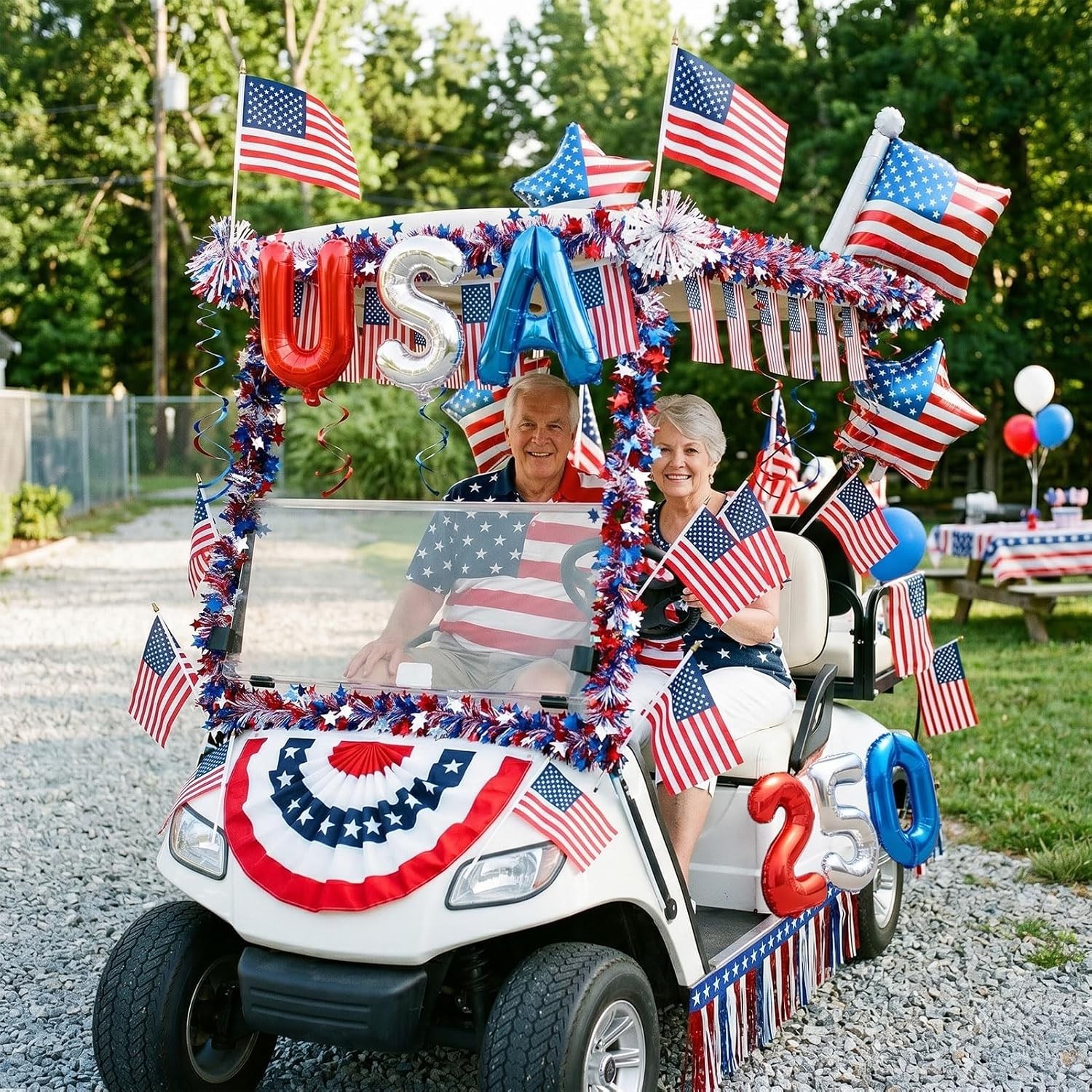 4th of July Golf Cart Decorations Kit, 250th Anniversary USA Patriotic Parade De