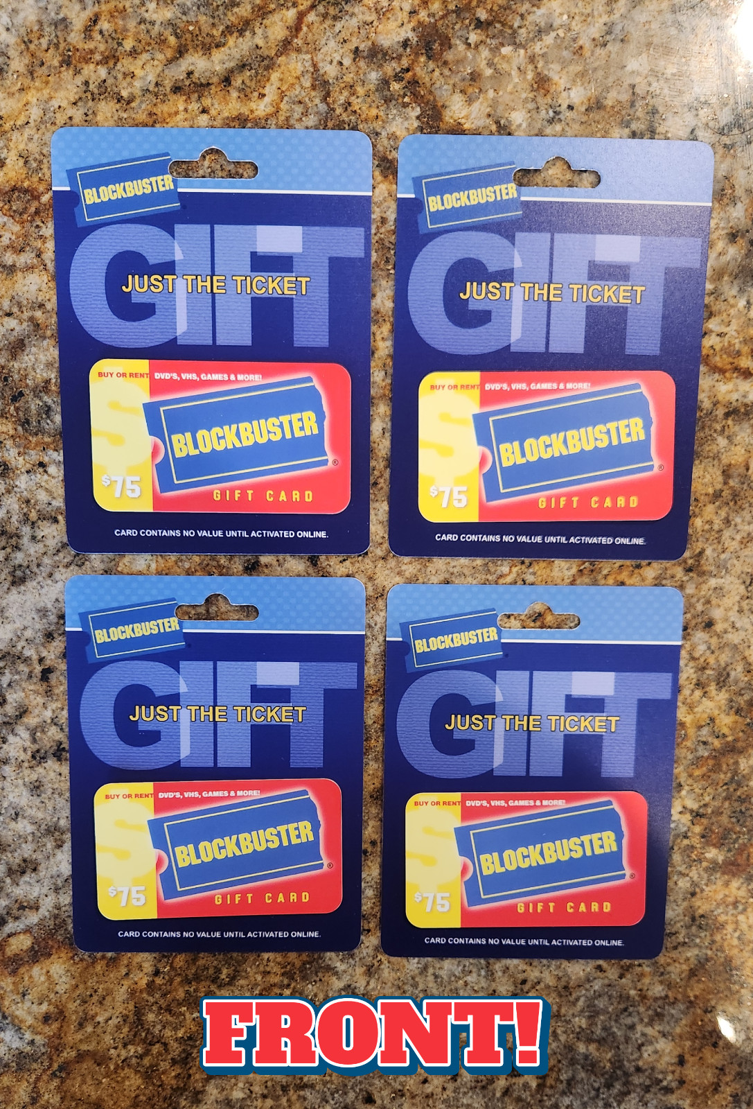 (4) Blockbuster Prank Gag Gift Card – Birthday Christmas Graduation Gag FUNNY