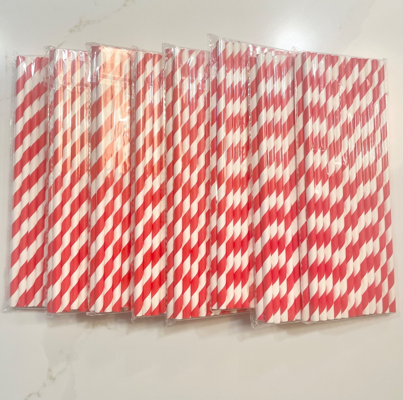 200 Red Striped Party Straws Birthday Baby Shower Wedding Graduation