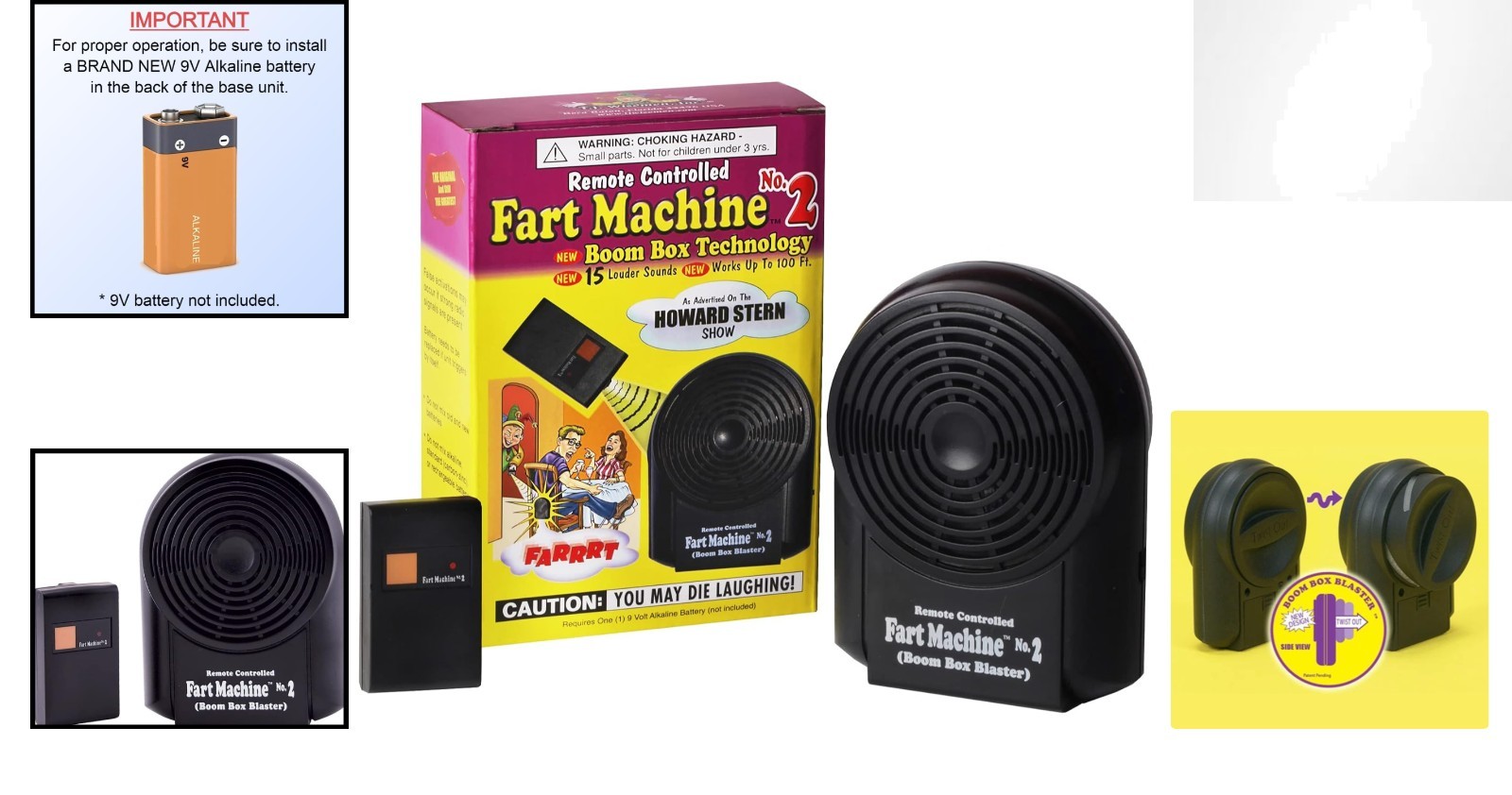 Remote Controlled Fart Machine with Boom Box – 15 Sounds, 100 ft Range