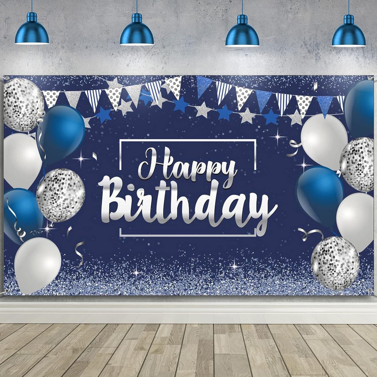 Elegant Glitter Birthday Backdrop Banner for Men & Women – Large 72.8”x43.3”