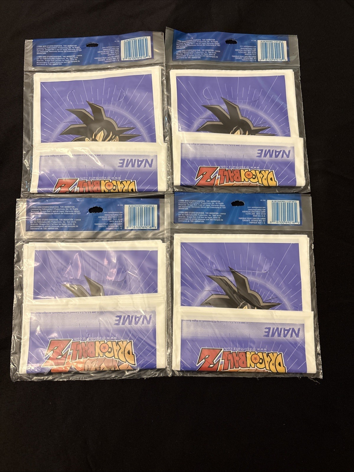 New Vintage Dragon Ball Z Party Loot Bags DBZ Loot Bags 4 – 8 CT Sets 2000 NOS