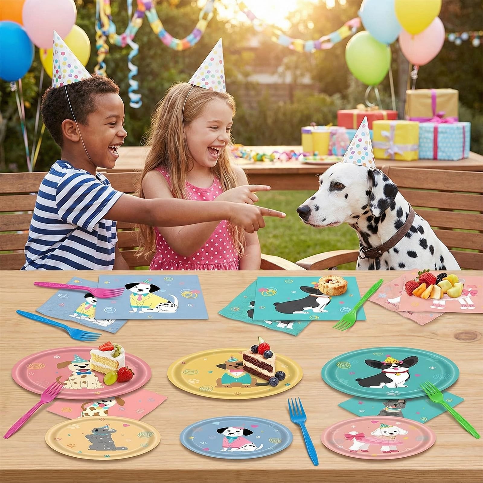 96Pcs Pet Dog Birthday Decorations, Retro Dog Birthday Party Supplies Puppy T…