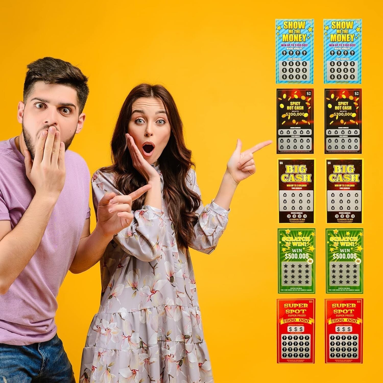 10 Fake Lottery Tickets Prank Winning $500K $200K $100K Scratch Off Cards
