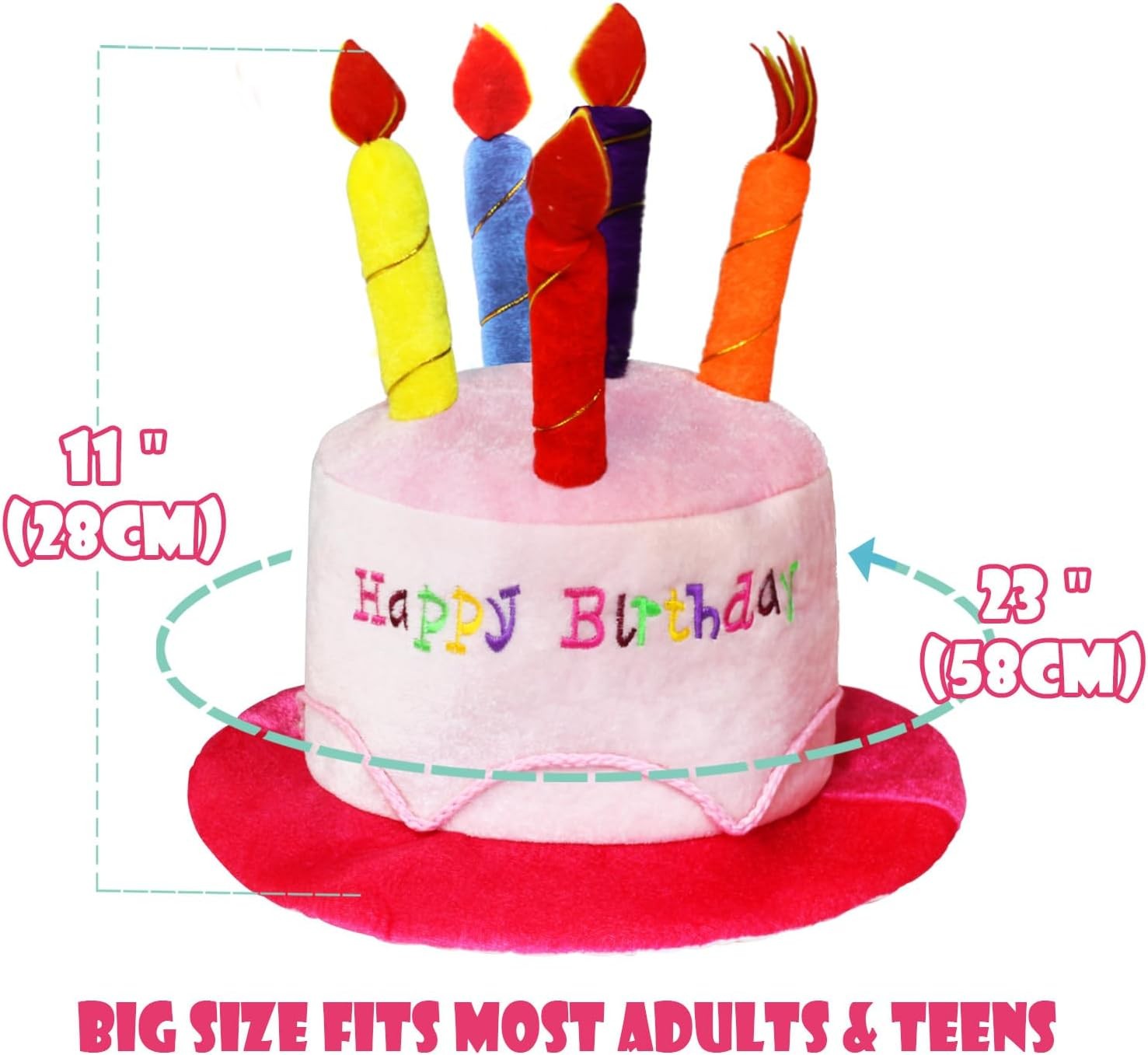 Blue Plush Happy Birthday Cake Hat – Unisex Adult Size Fancy Dress Party Hats