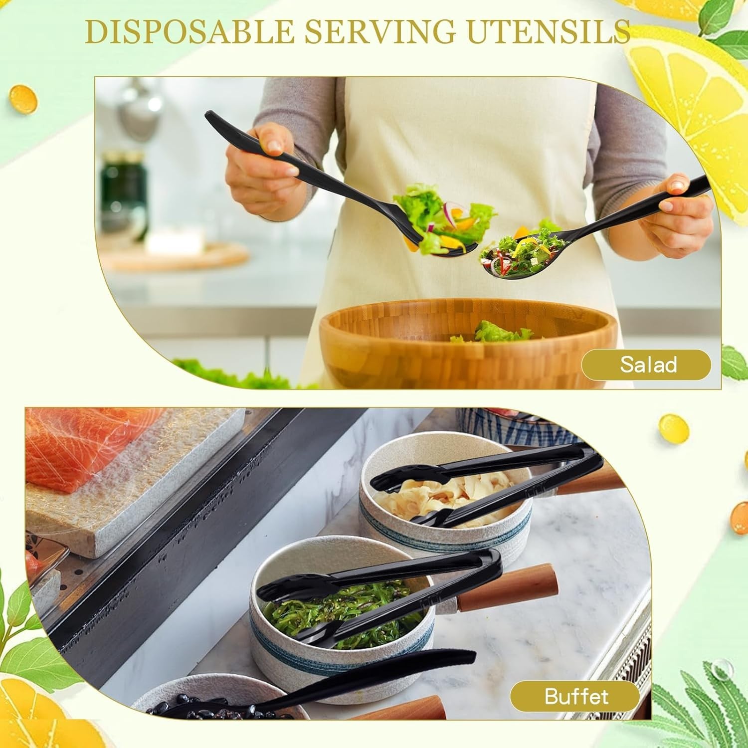 18Pcs Serving Utensils, 10” Plastic Serving Utensils Set, Disposable Serving…