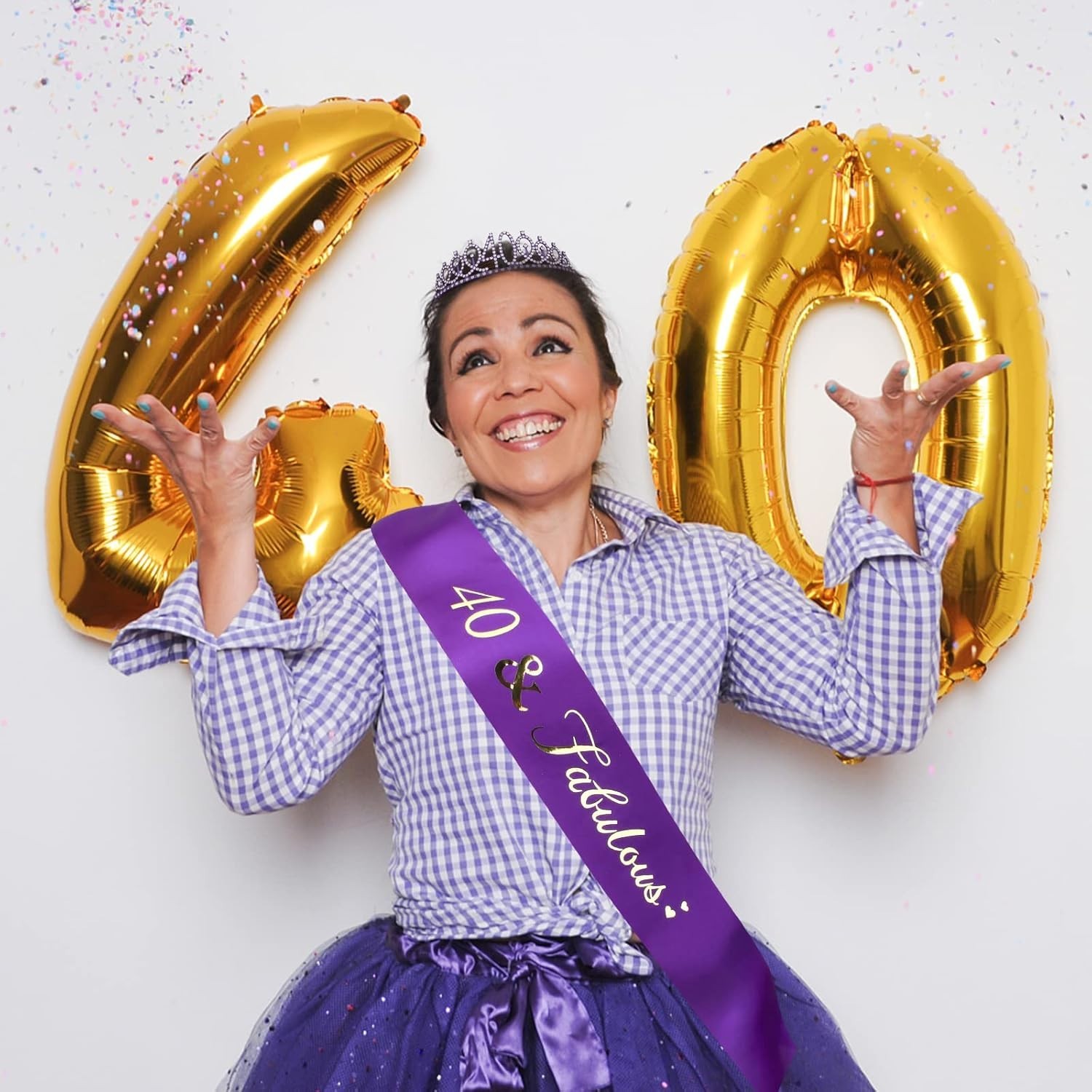 40th Birthday Sash & Rhinestone Tiara Set in Purple – Celebrate Fabulousness!