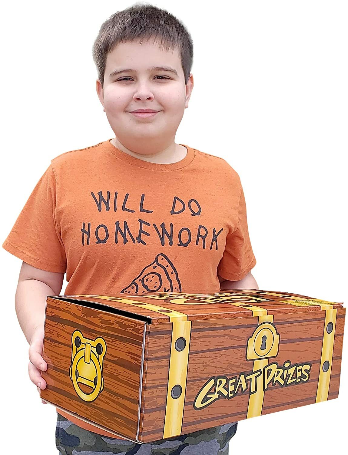 Treasure Chest Box (16″ x 9″) Cardboard. Brown and Gold.