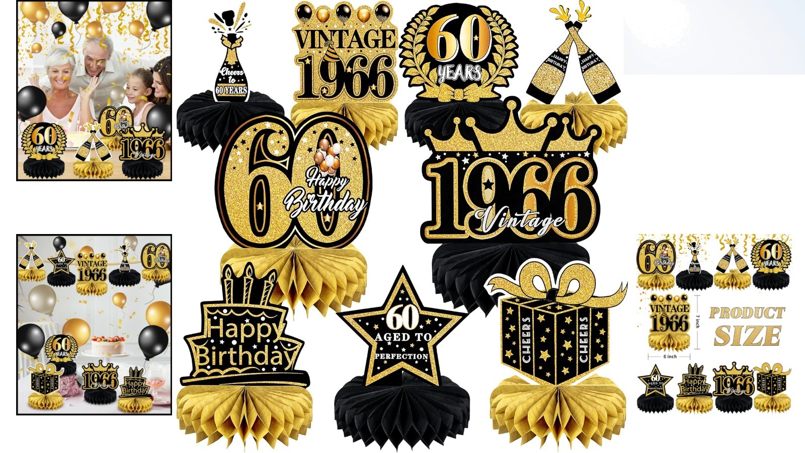 Stylish 60th Birthday Table Centerpieces – 9 Retro Honeycomb Decor Pieces