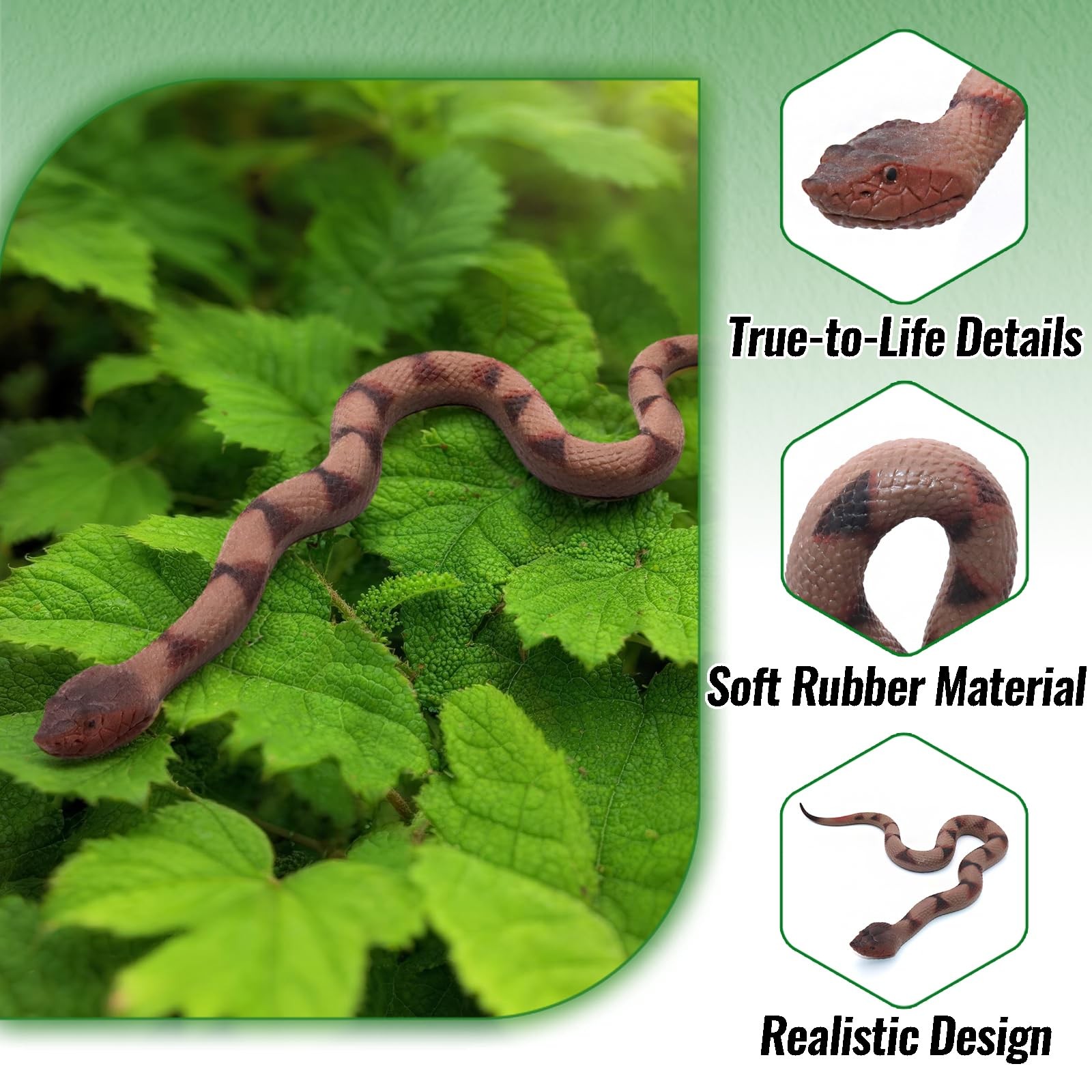 3 Realistic Rubber Snakes Bird Deterrent Prank Toy Set for Garden