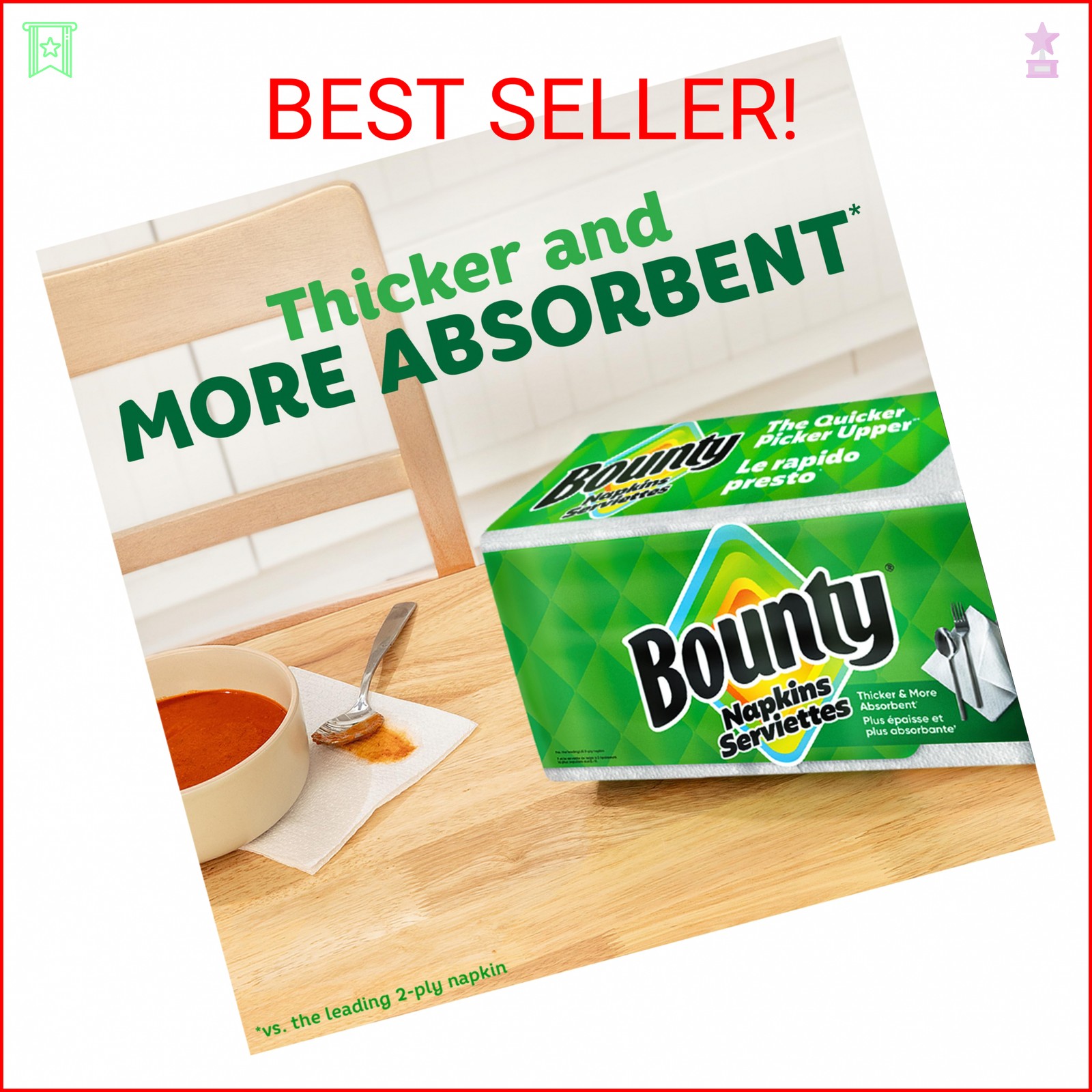 Bounty Paper Napkins, White, 400 Count