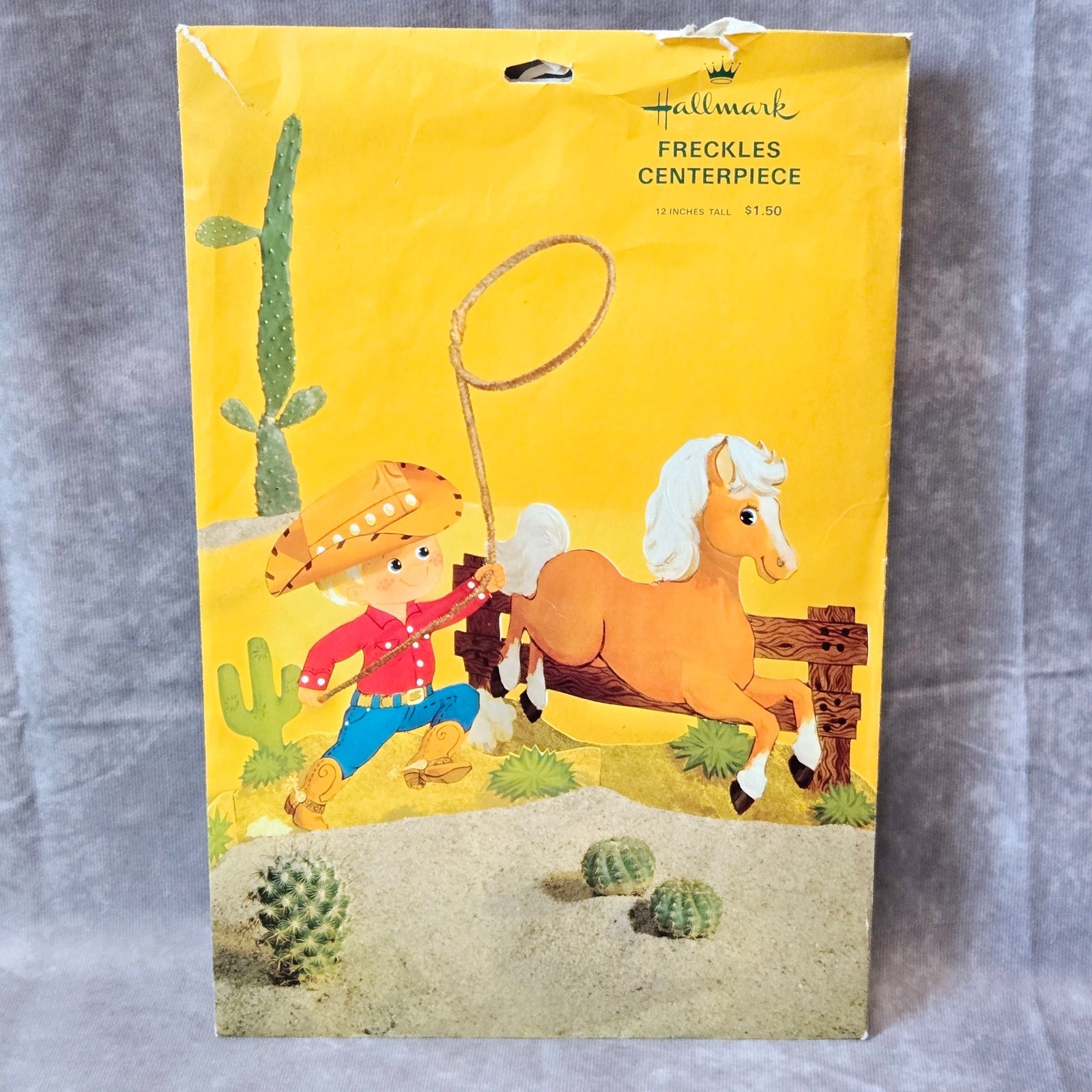 Freckles Cowboy Horse Centerpiece Hallmark Cardboard 3D Vintage Party
