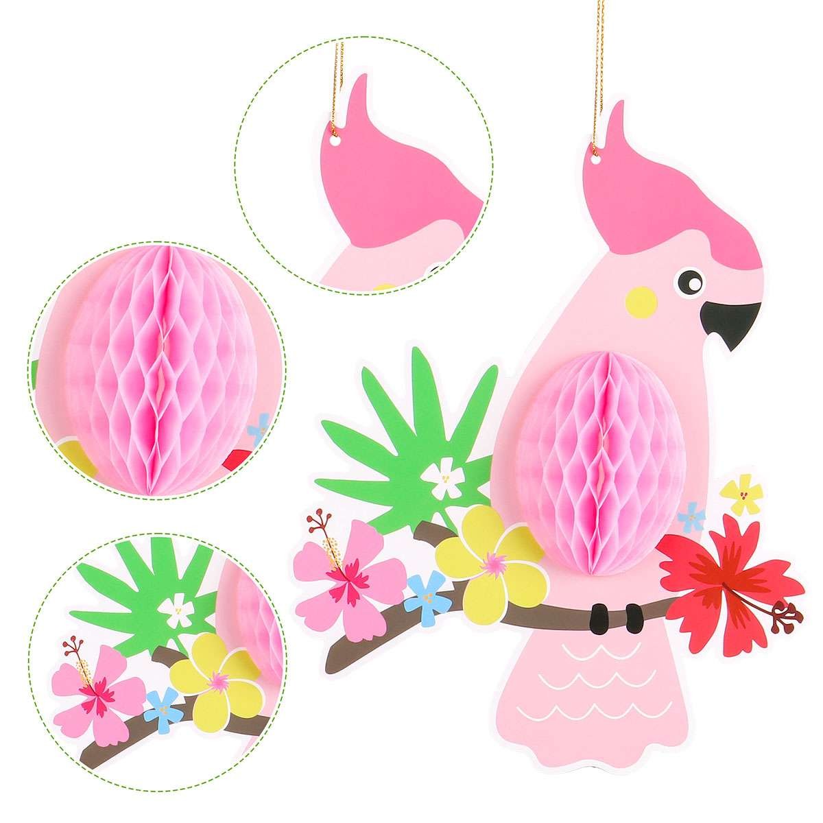 6pcs Tropical Bird Hanging Decoration Parrot Paper Hawaiian Party Bar Wall Decor