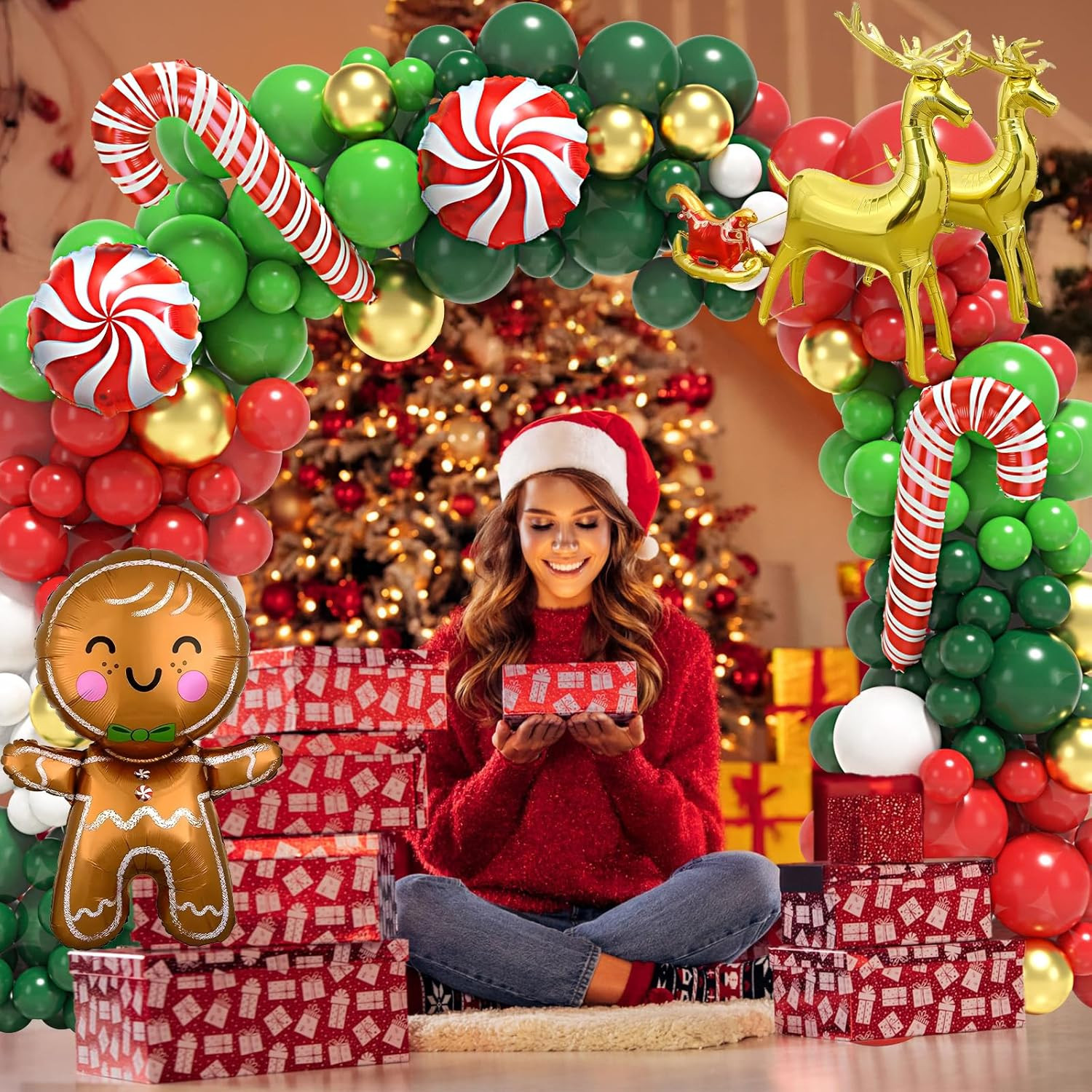 183-Piece Christmas Balloon Garland Kit with Foil Balloons for Holiday Decor