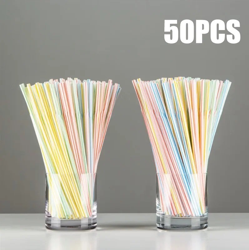 100 Straws Flexible Bendy Birthday Party Plastics Drinking Straws