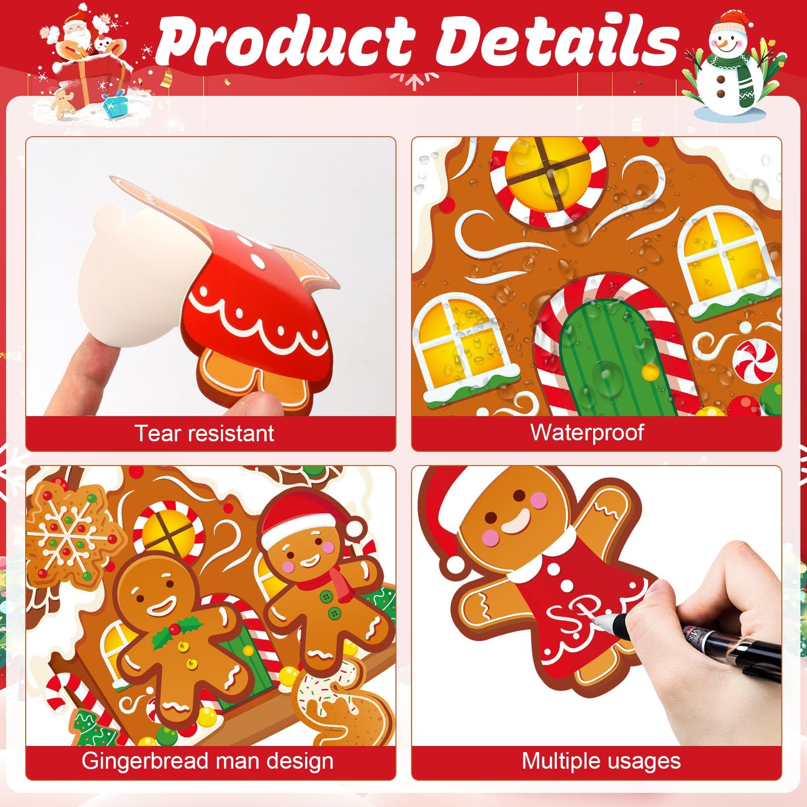 113 Pcs Christmas Bulletin Board Decorations Set Christmas Gingerbread Classr…
